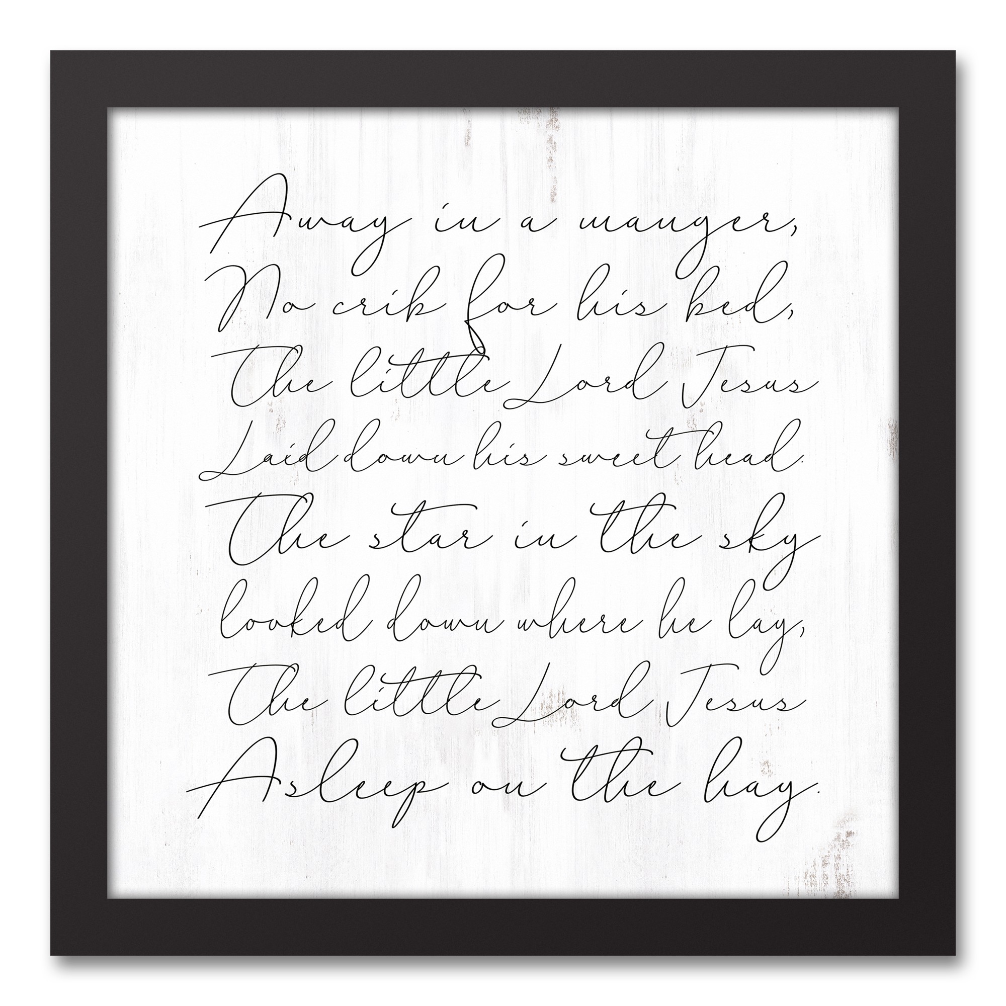 Away in a Manger 12x12 Black Framed Canvas