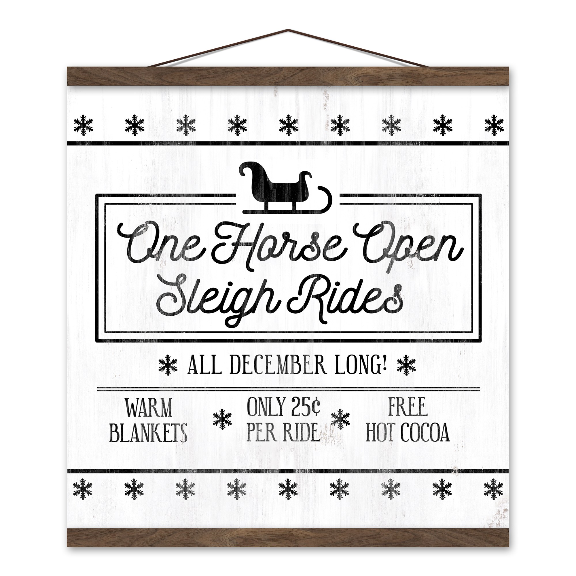 Sleigh Rides 16x16 Teak Hanging Canvas
