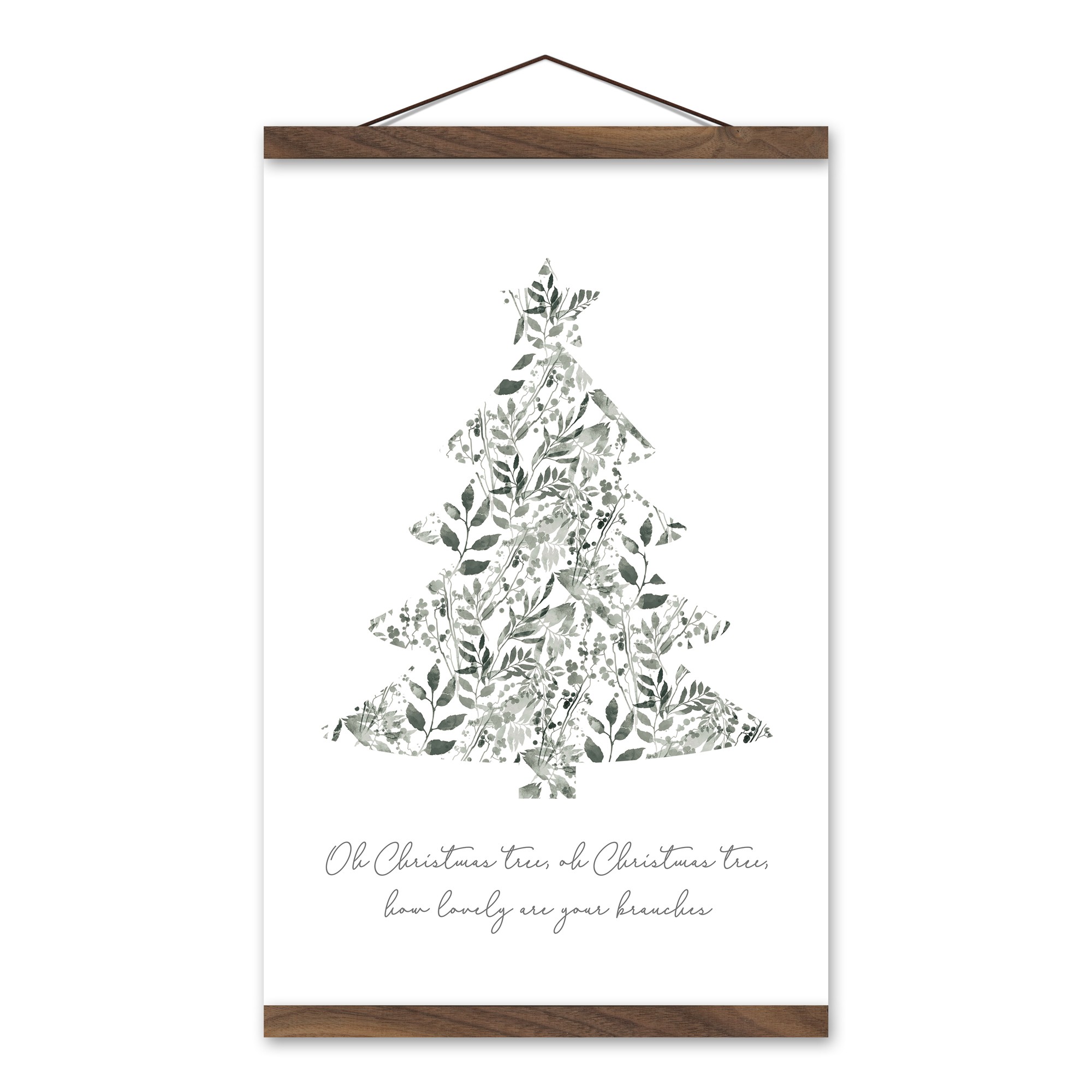 Oh Christmas Tree 12x18 Teak Hanging Canvas