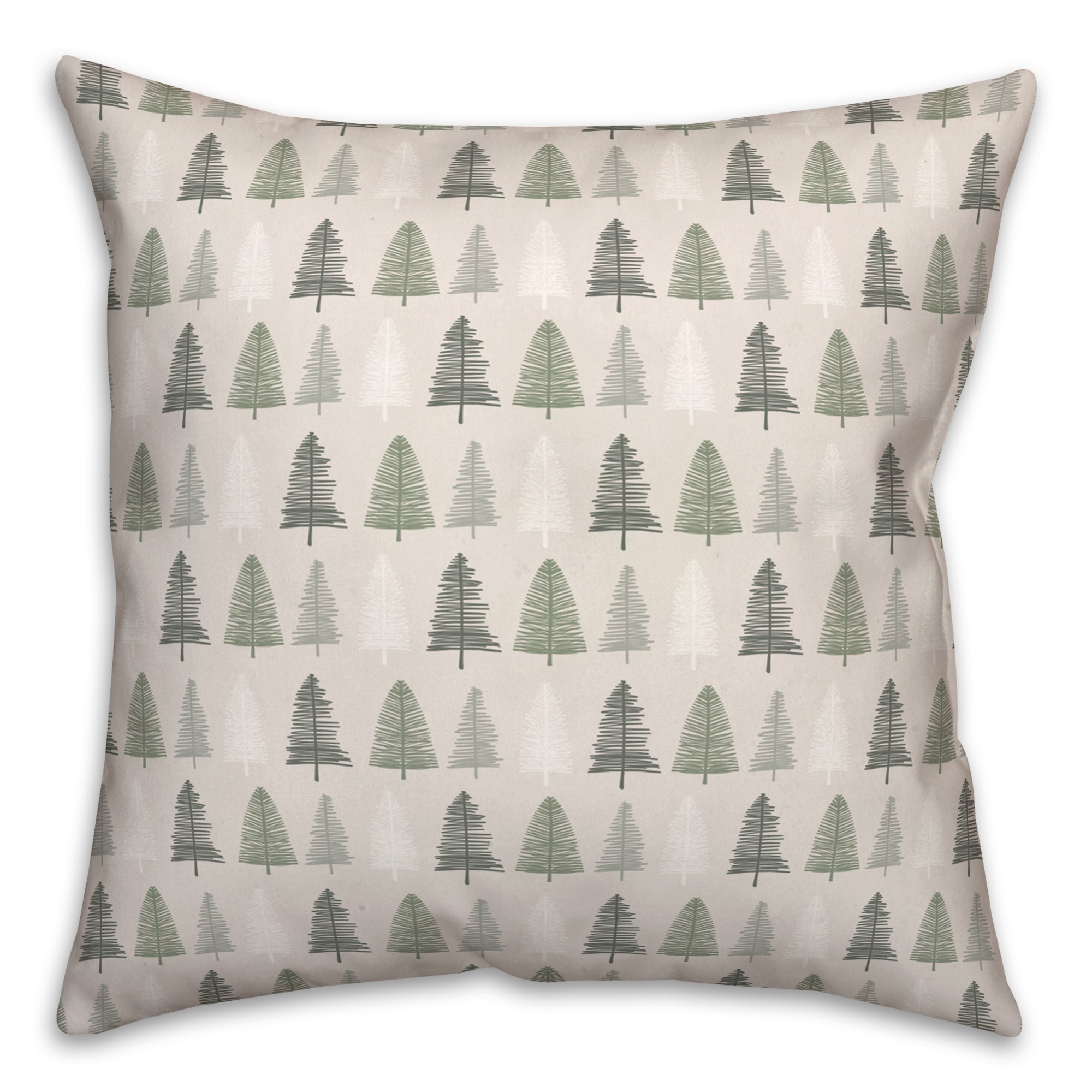 Neutral Green Tree Pattern 18x18 Spun Poly Pillow