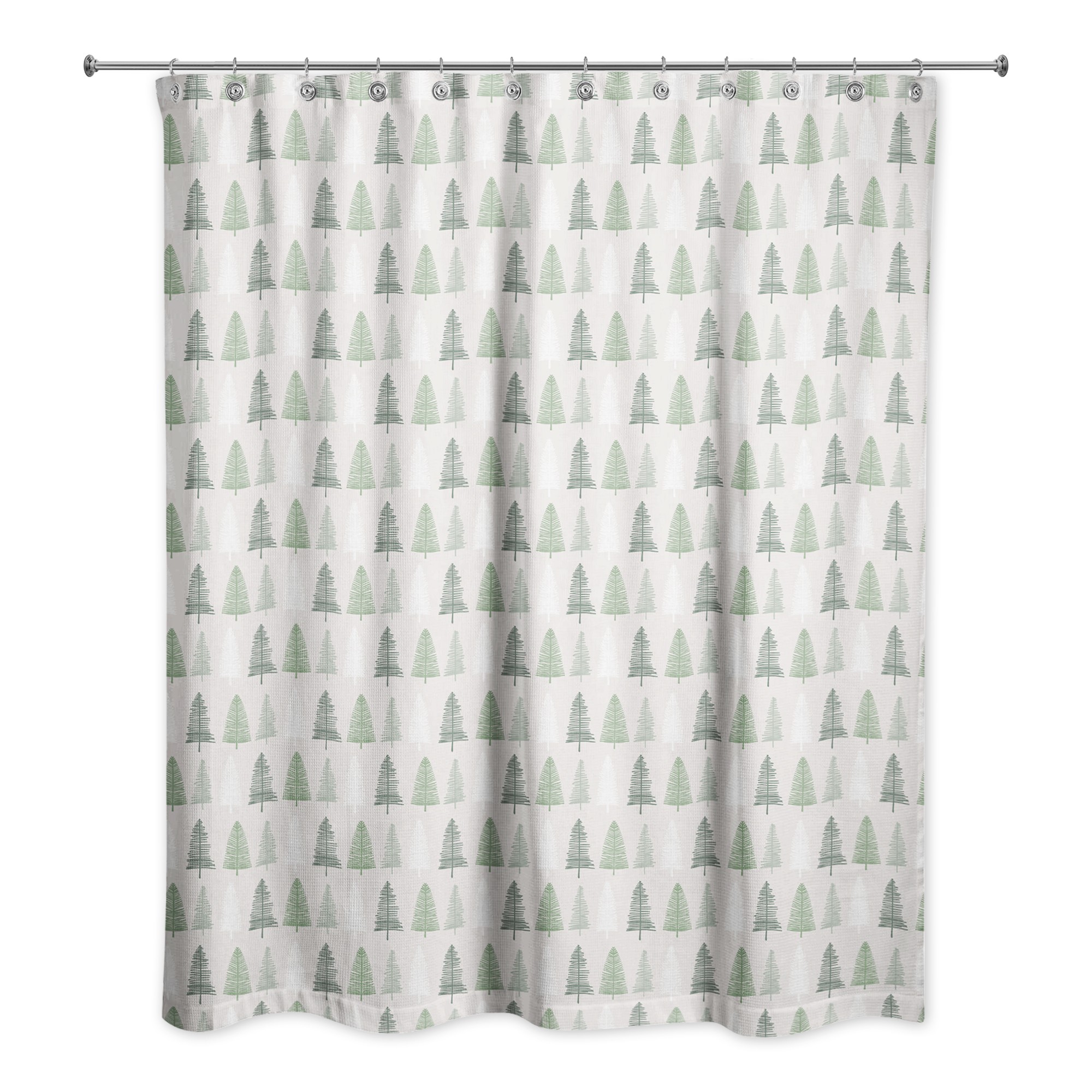 Neutral Green Tree Pattern 71x74 Shower Curtain