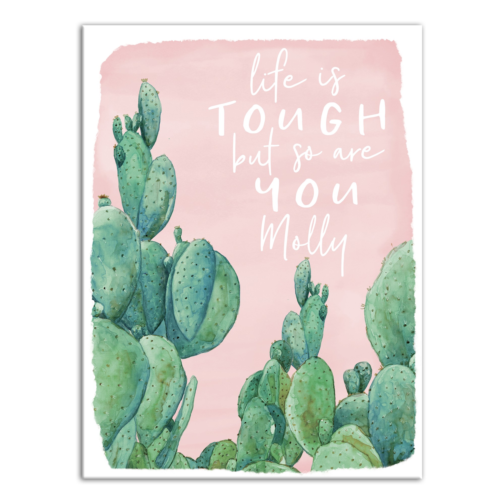 Life is Tough Watercolor Cactus 12x16 Personalized Canvas Wall Art