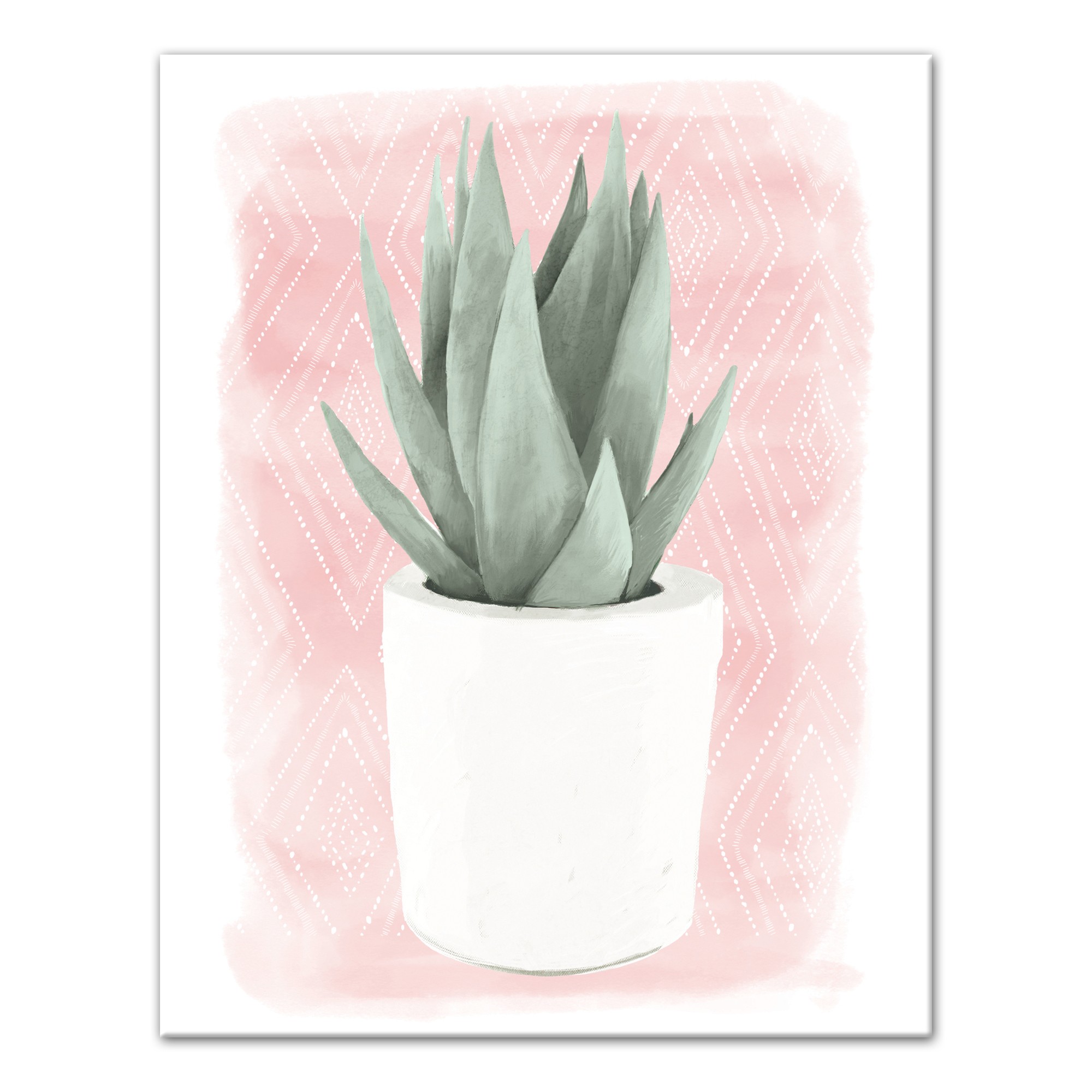 Succulent on Pink Pattern 11x14 Canvas Wall Art