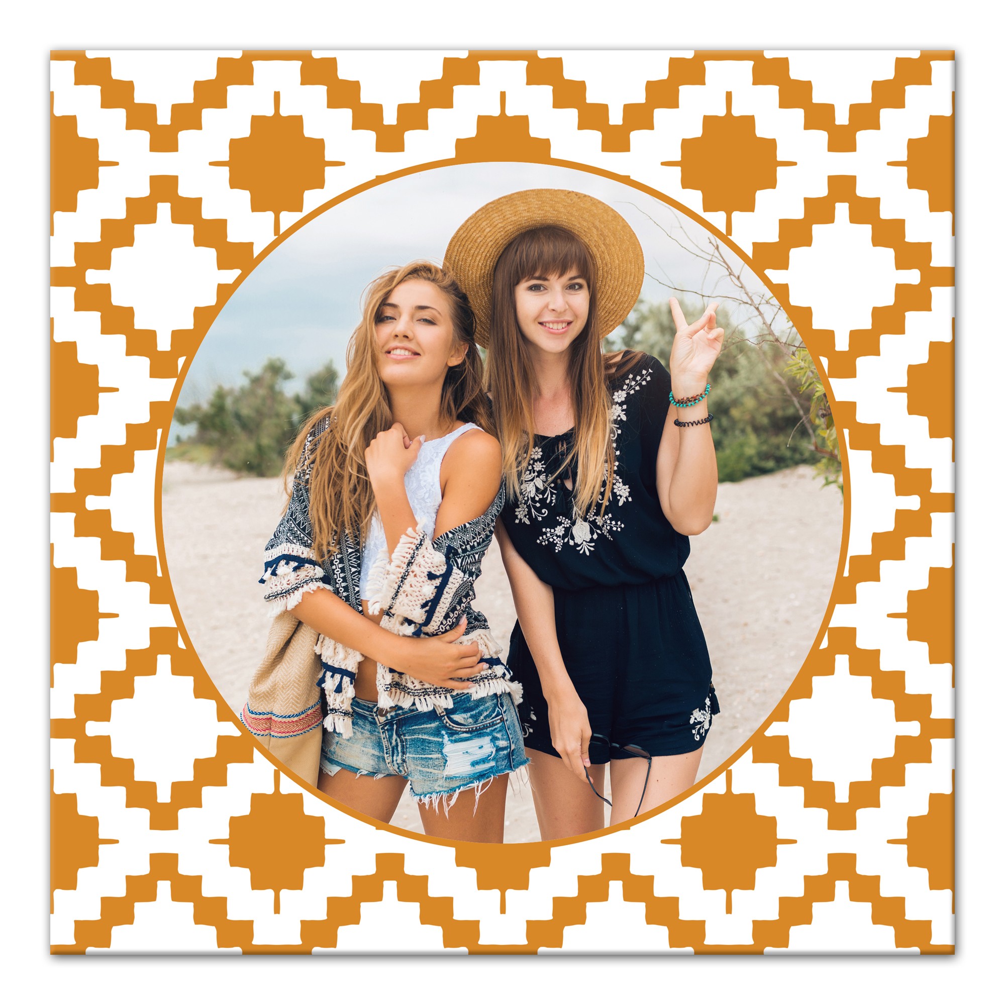 Aztec Pattern Photo Upload 16x16 Personalized Canvas Wall Art