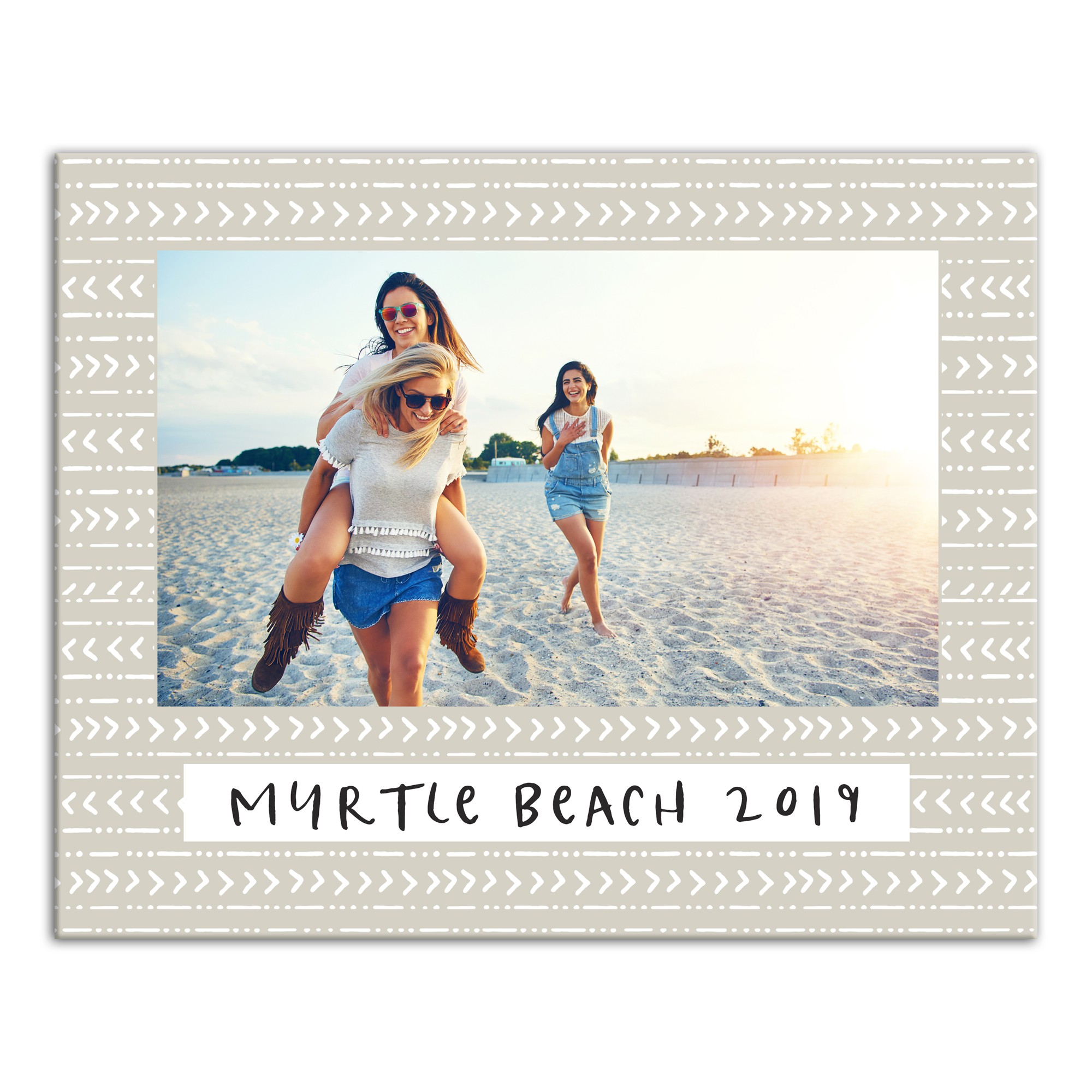 Beige Tribal Pattern Photo Upload 16x20 Personalized Canvas Wall Art