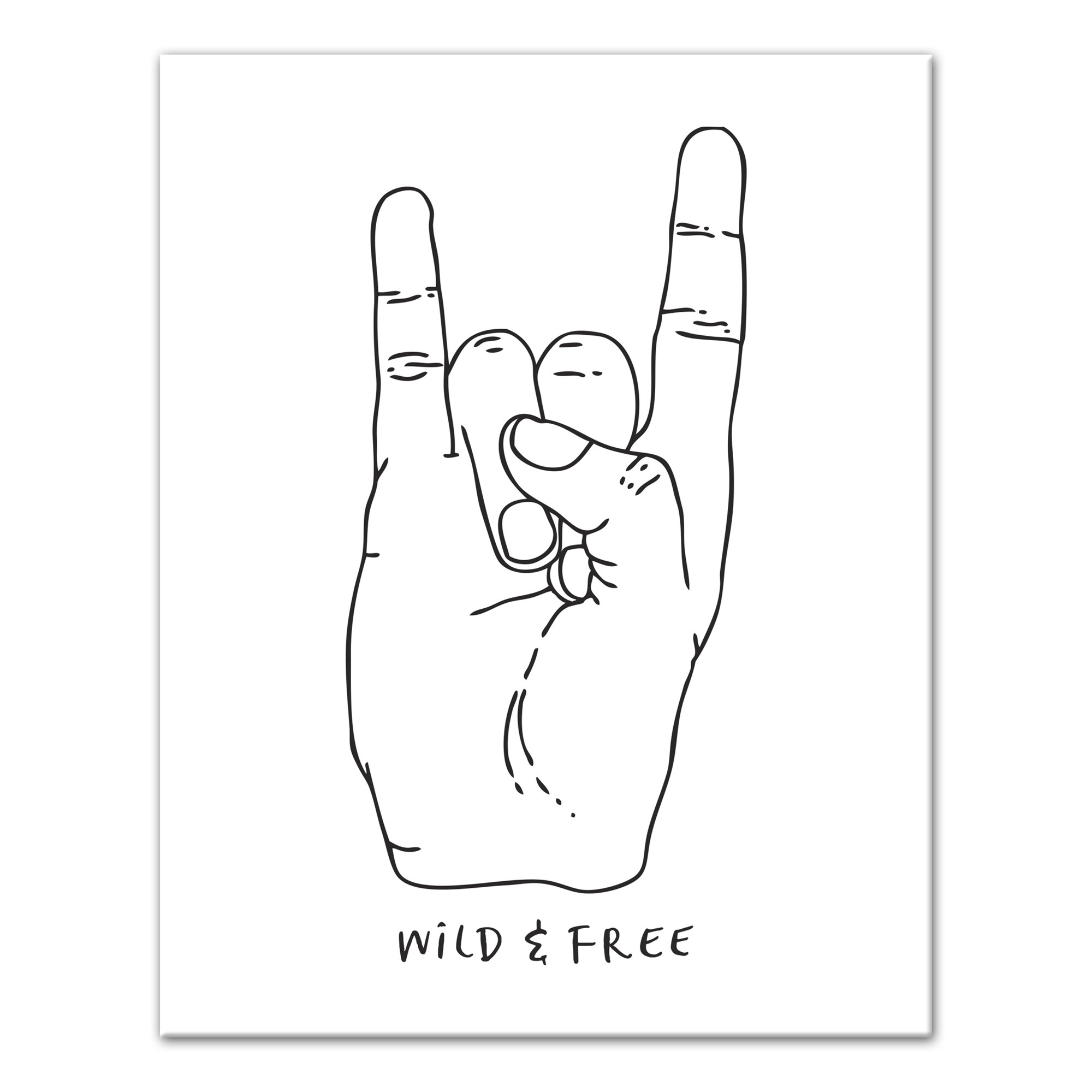 Wild and Free Hand Outline 11x14 Canvas Wall Art