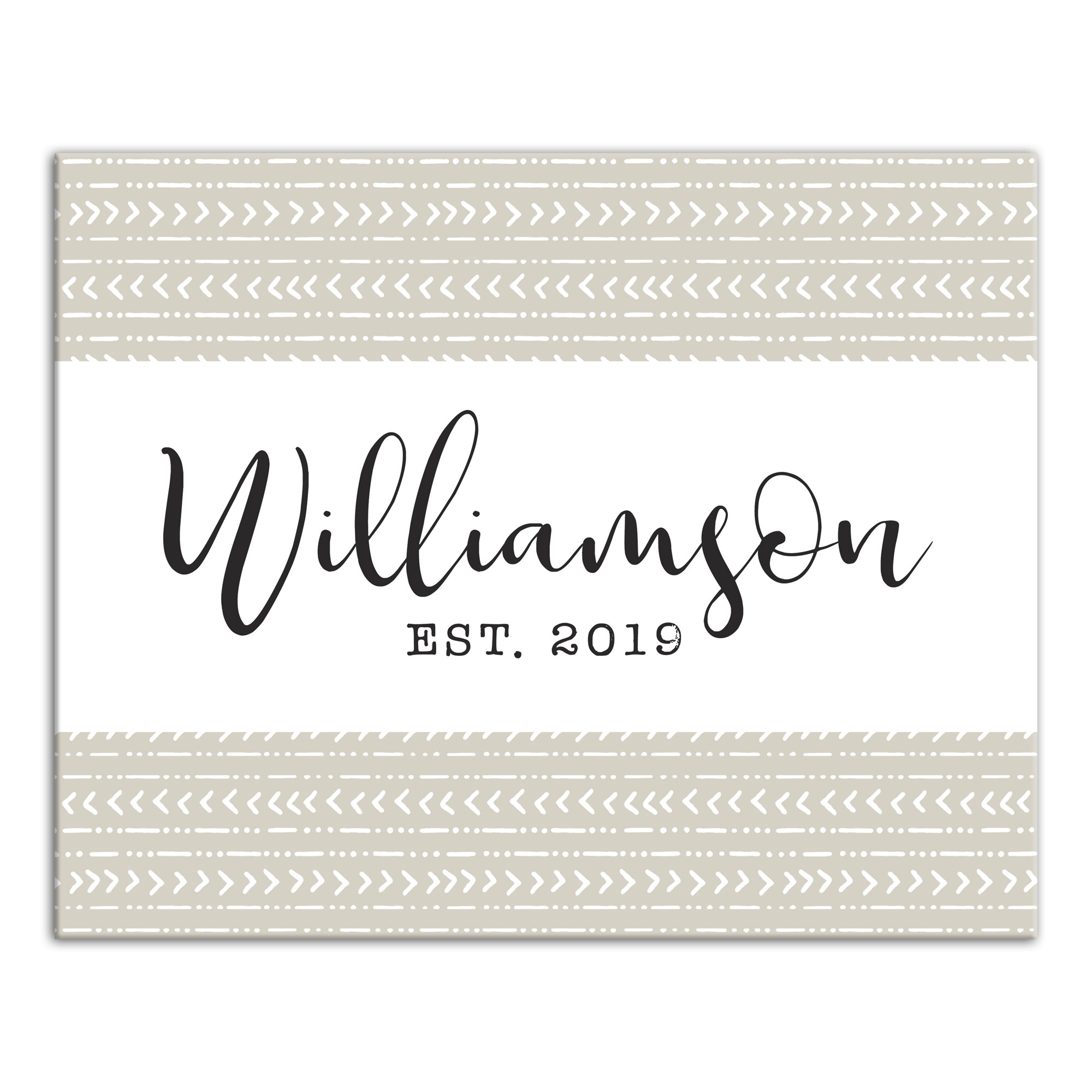 Beige Tribal Pattern Last Name 16x20 Personalized Canvas Wall Art