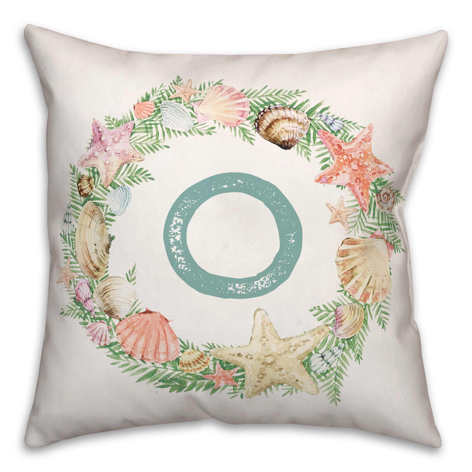 Coastal Christmas Monogram - O 18x18 Spun Poly Pillow