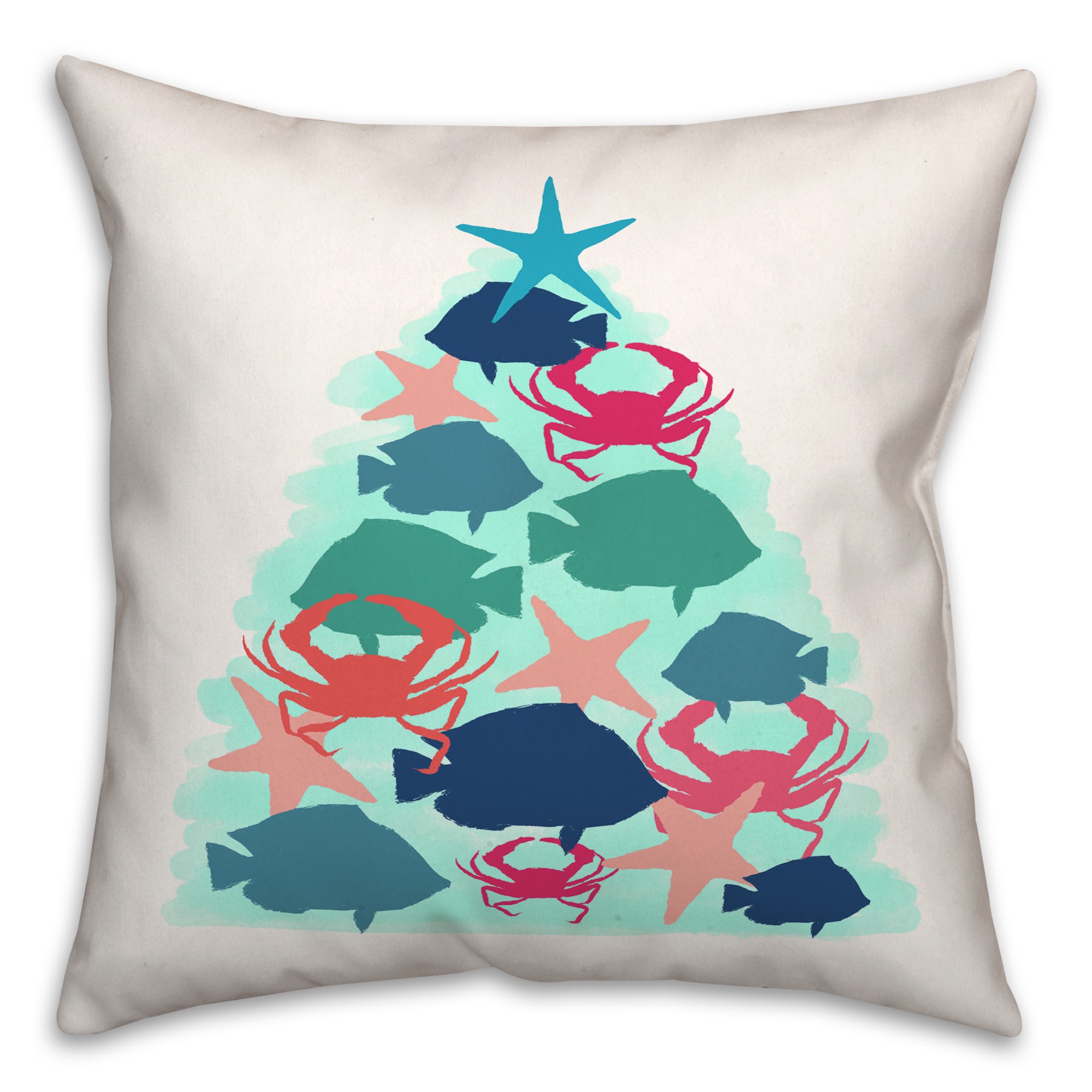 Coastal Critters Tree 18x18 Spun Poly Pillow