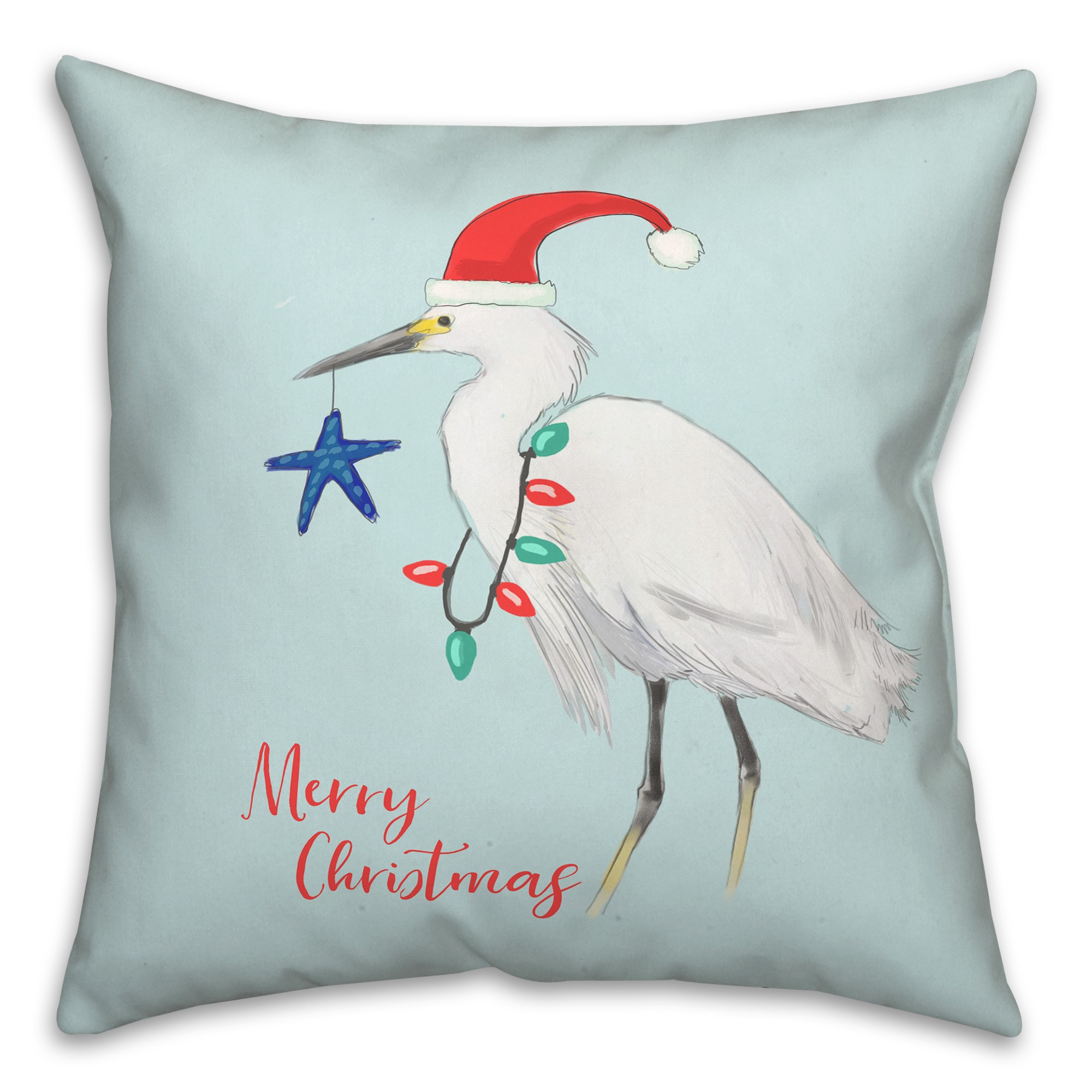 Christmas Crane 18x18 Spun Poly Pillow