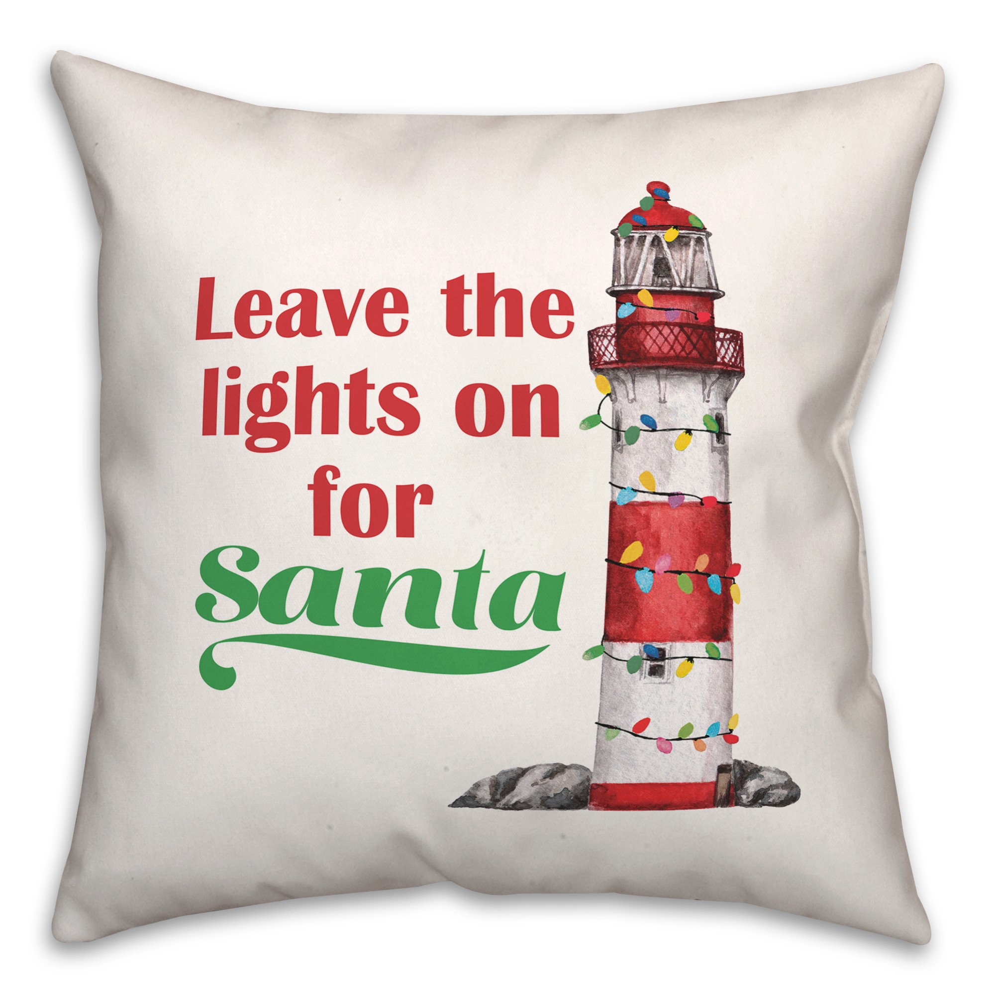 Leave the Lights on for Santa 18x18 Spun Poly Pillow