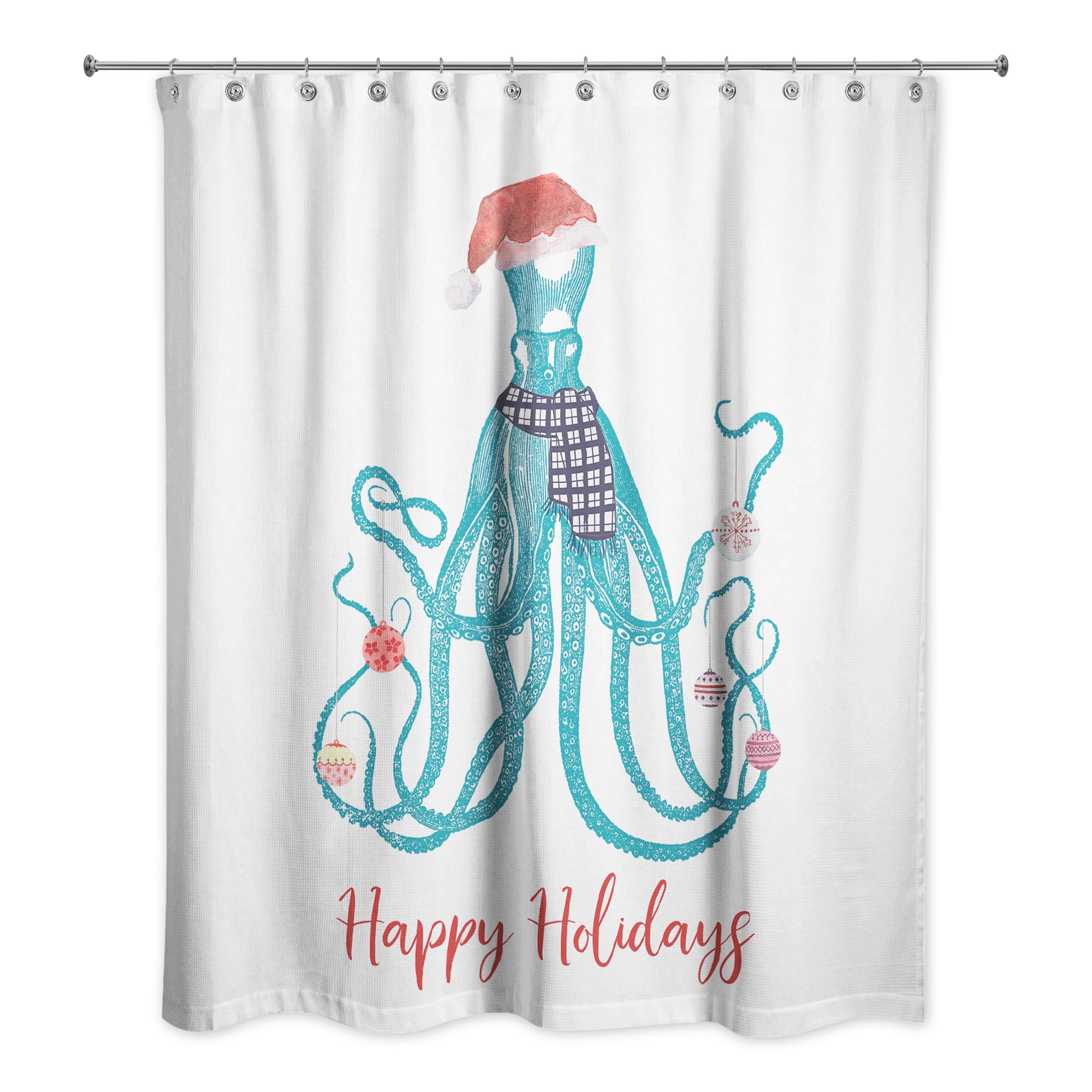 Holiday Octopus 71x74 Shower Curtain