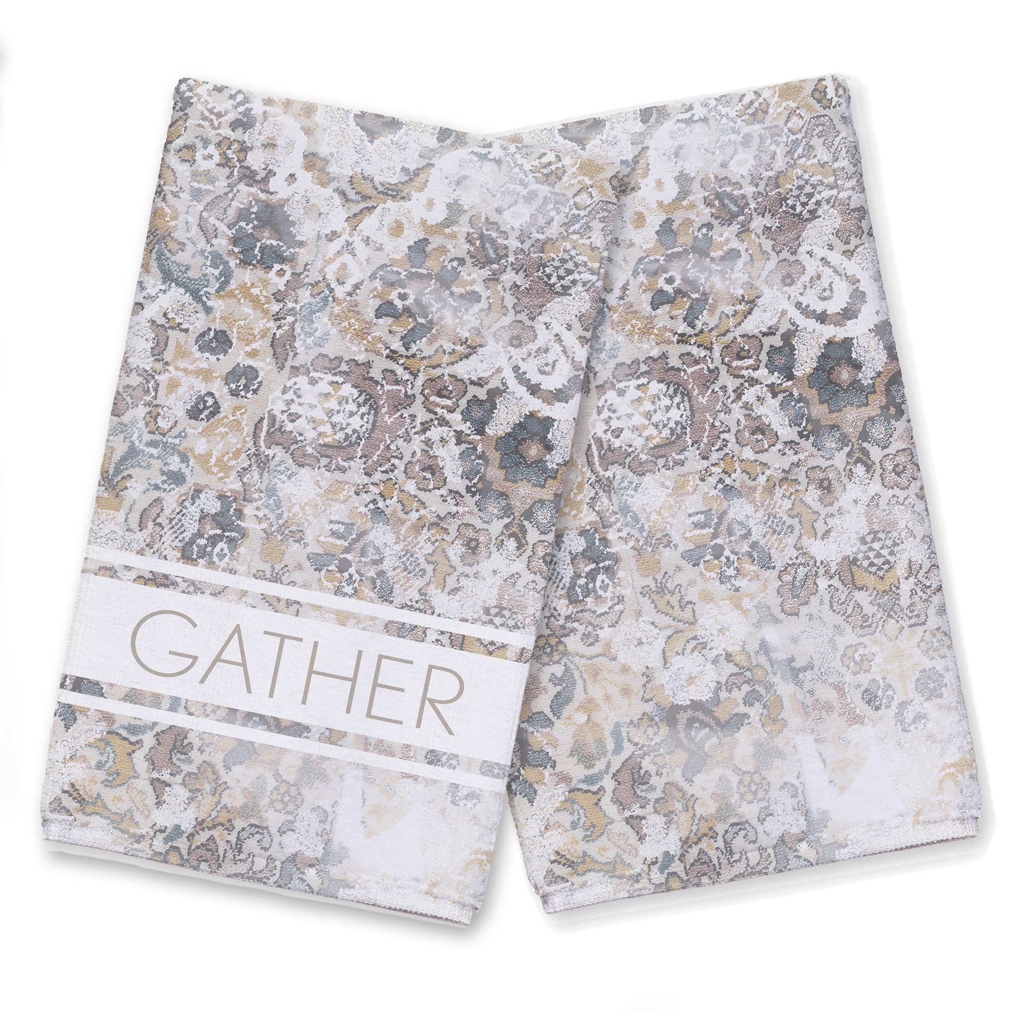 Faded Ornate Welcome Pattern Tea Towel Collection