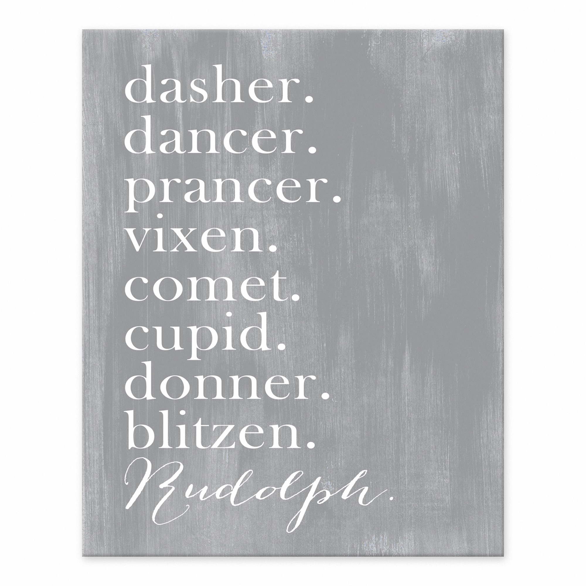 Distressed Gray Wood with Reindeer Names 8x10 Tabletop Canvas