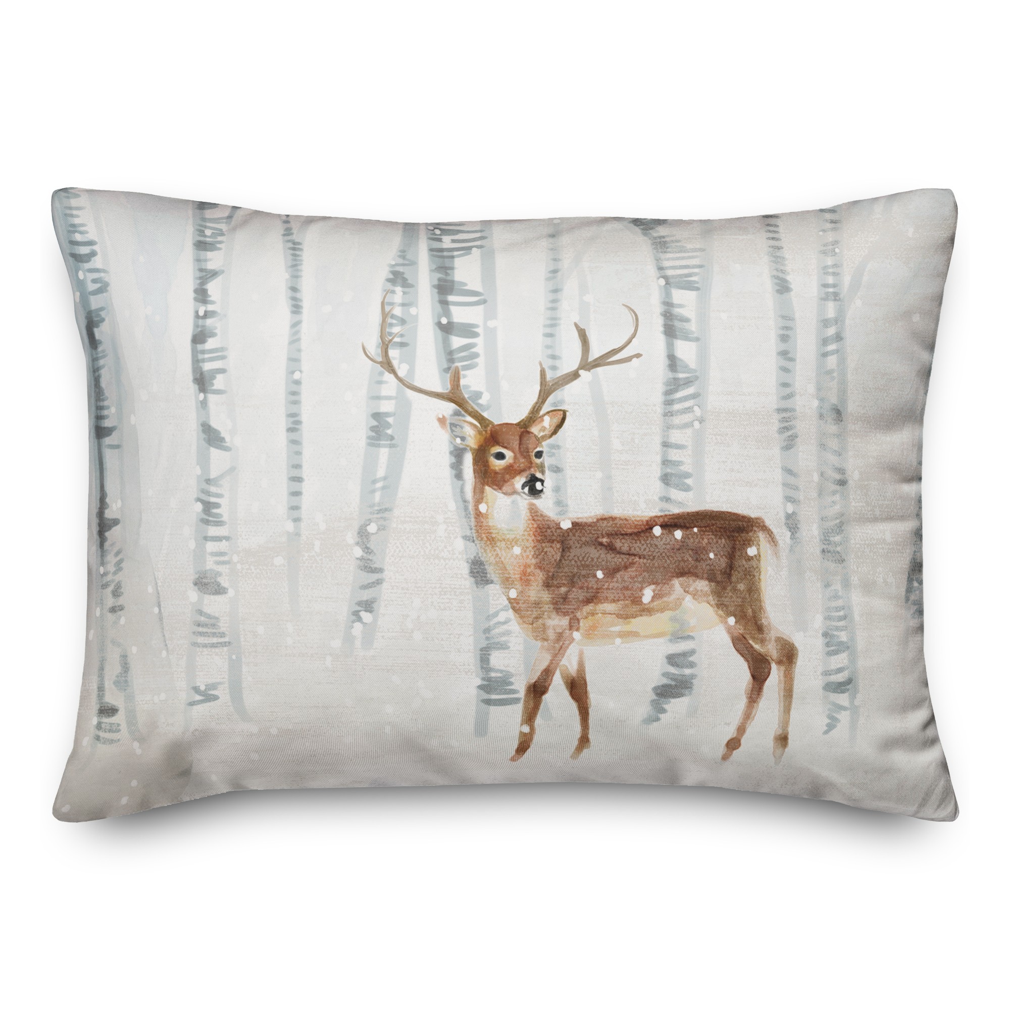 Winter Deer Forest 14x20 Spun Poly Pillow
