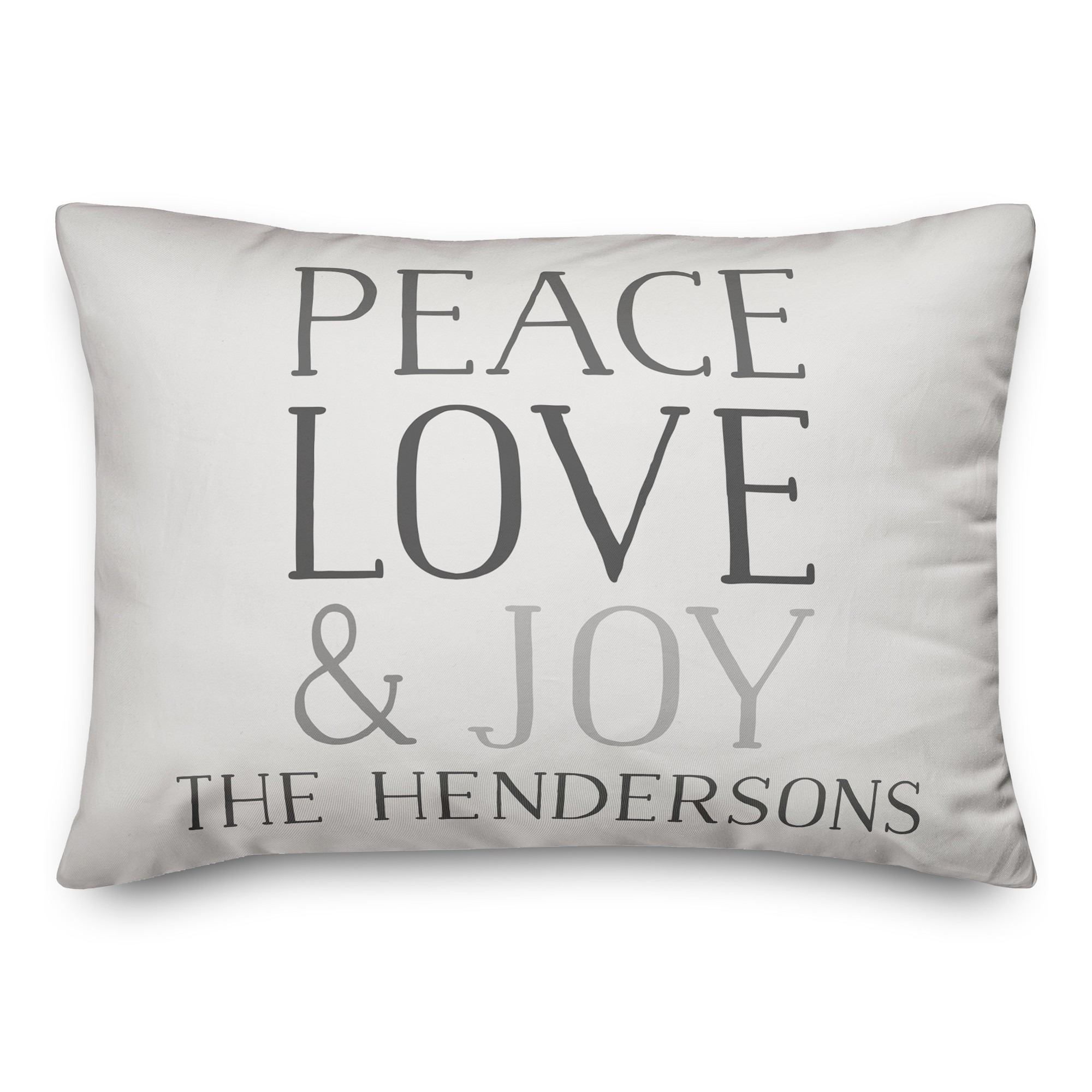 Peace Love and Joy 14x20 Personalized Spun Poly Pillow