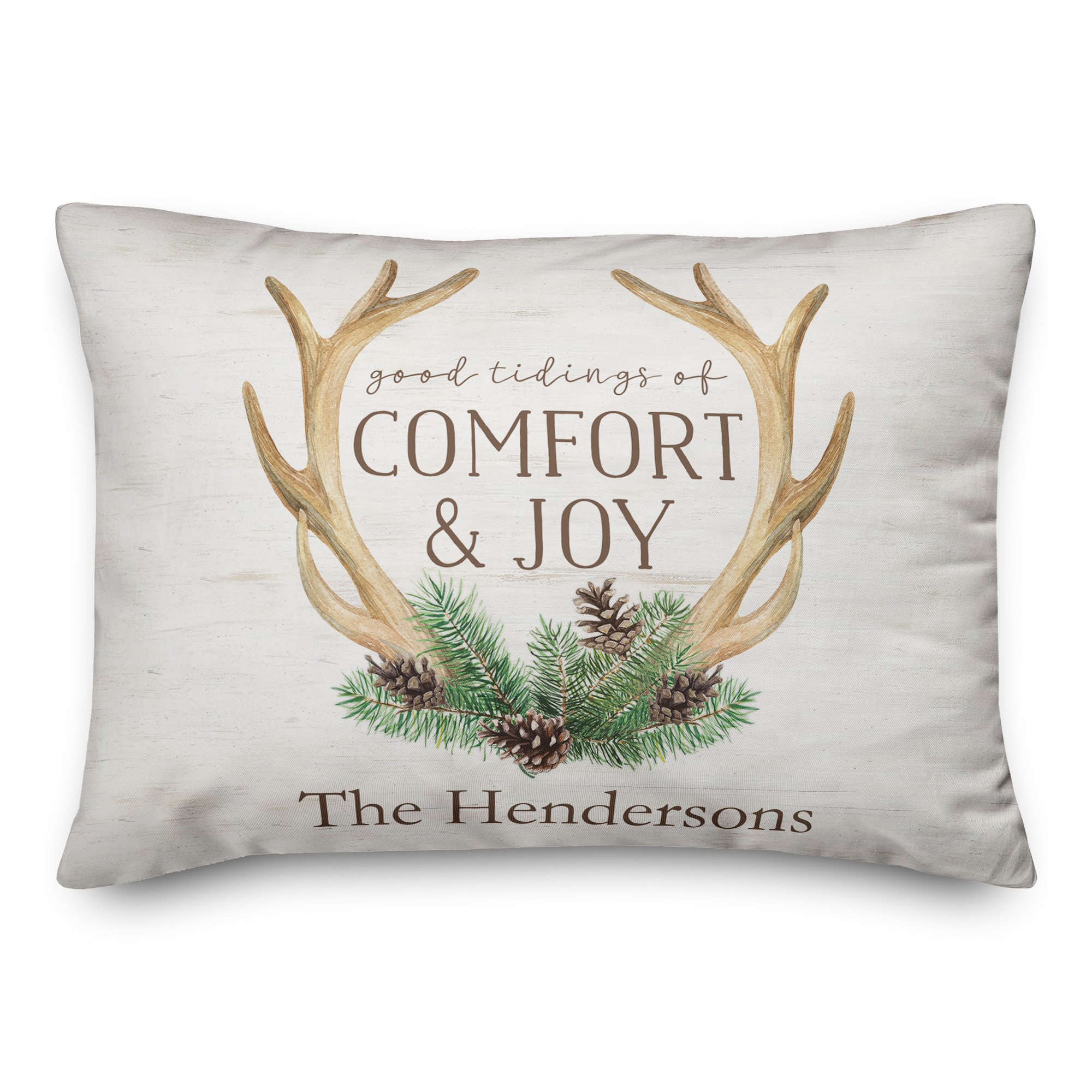 Good Tidings of Comfort and Joy Antlers 14x20 Personalized Spun Poly Pillow