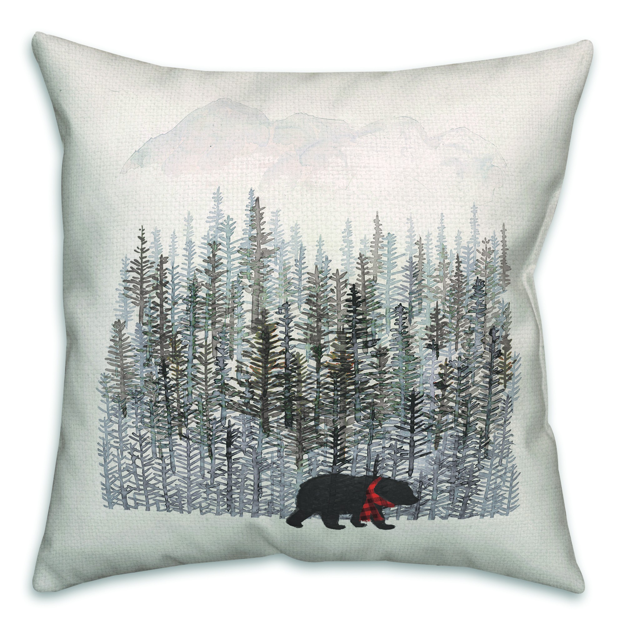 Bear Forest on Linen 18x18 Spun Poly Pillow