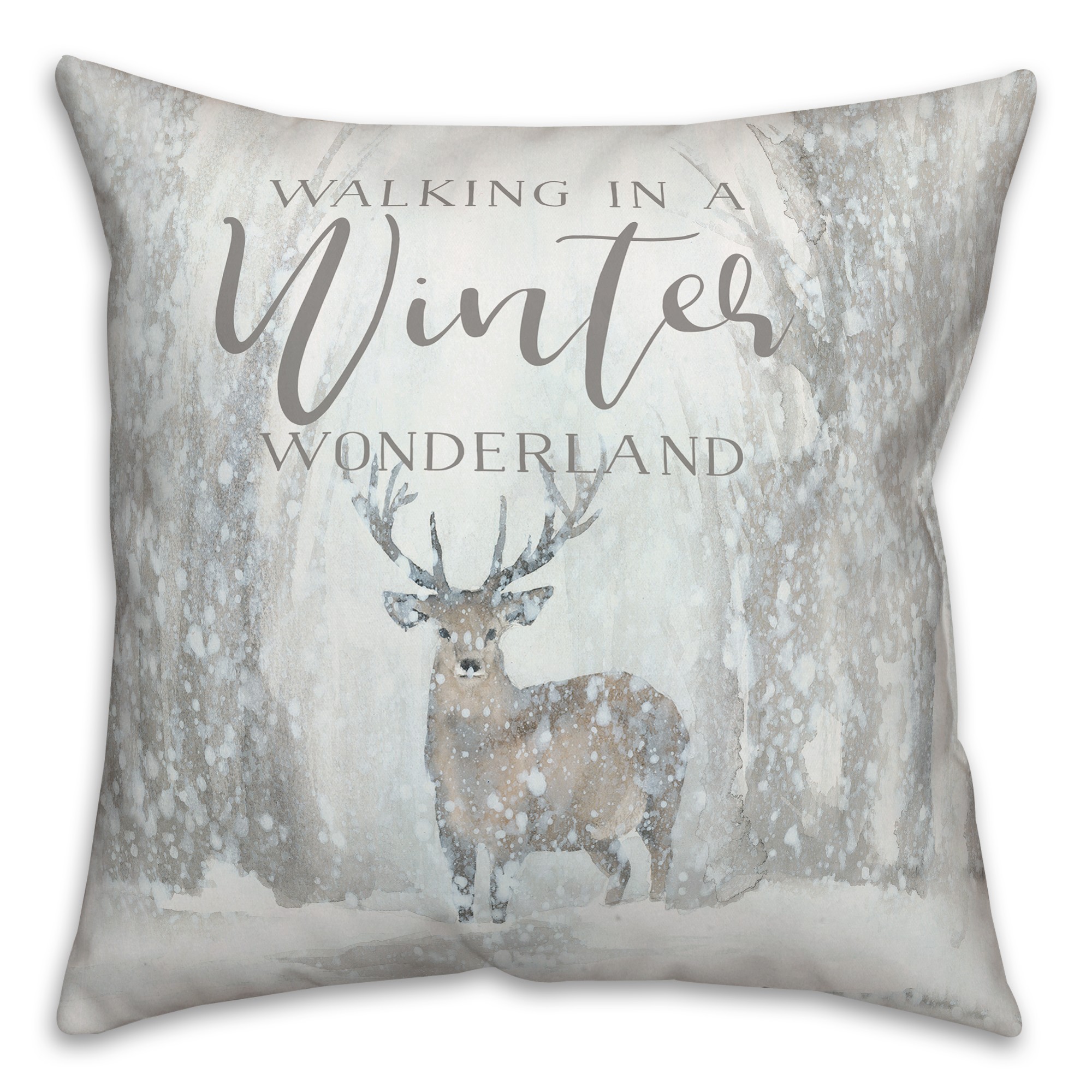 Deer Winter Wonderland 18x18 Spun Poly Pillow