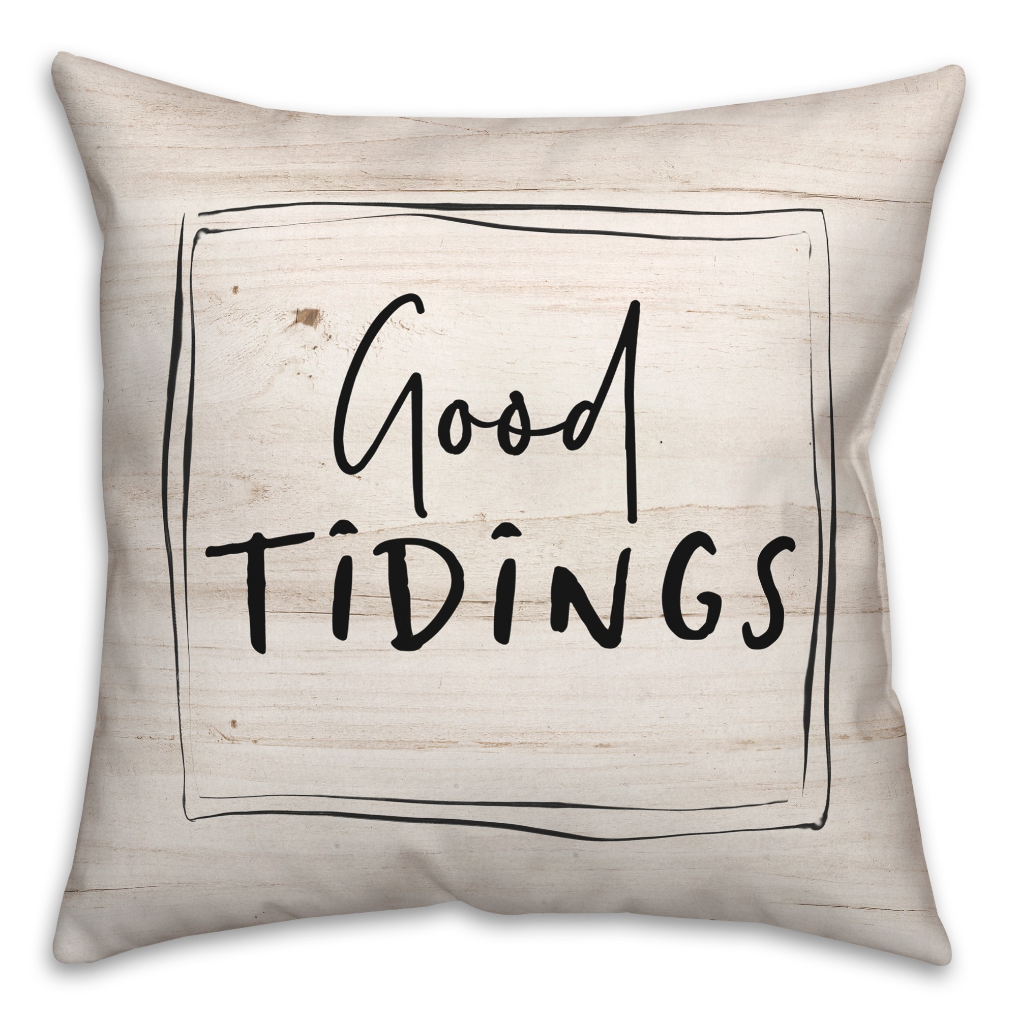 Black and White Good Tidings 18x18 Spun Poly Pillow