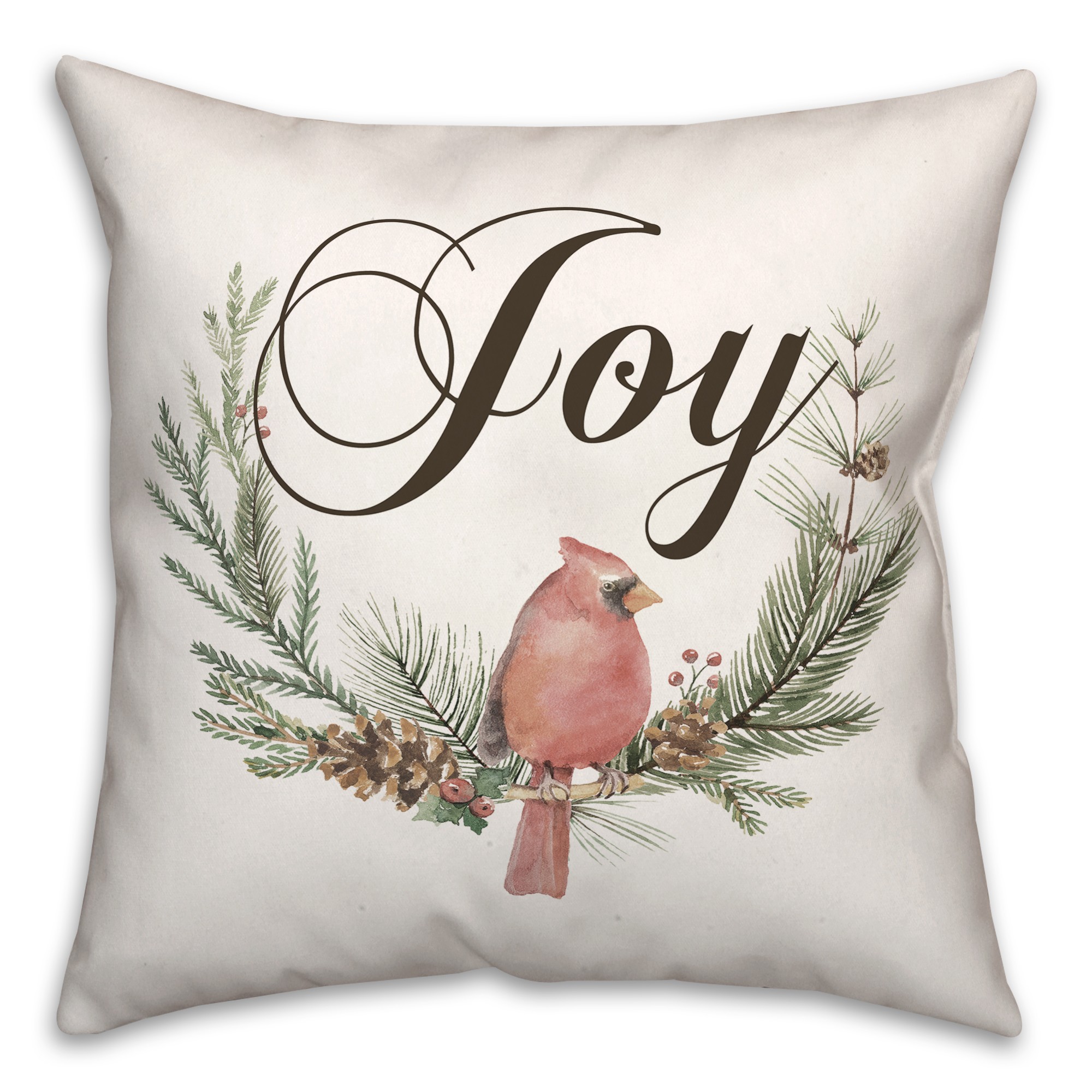 Joy Cardinal on Branch 18x18 Spun Poly Pillow