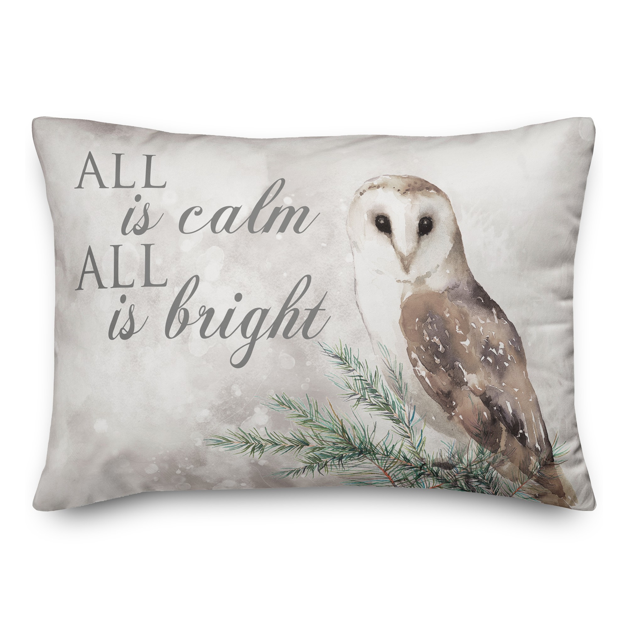 All is Calm and Bright Owl 14x20 Spun Poly Pillow