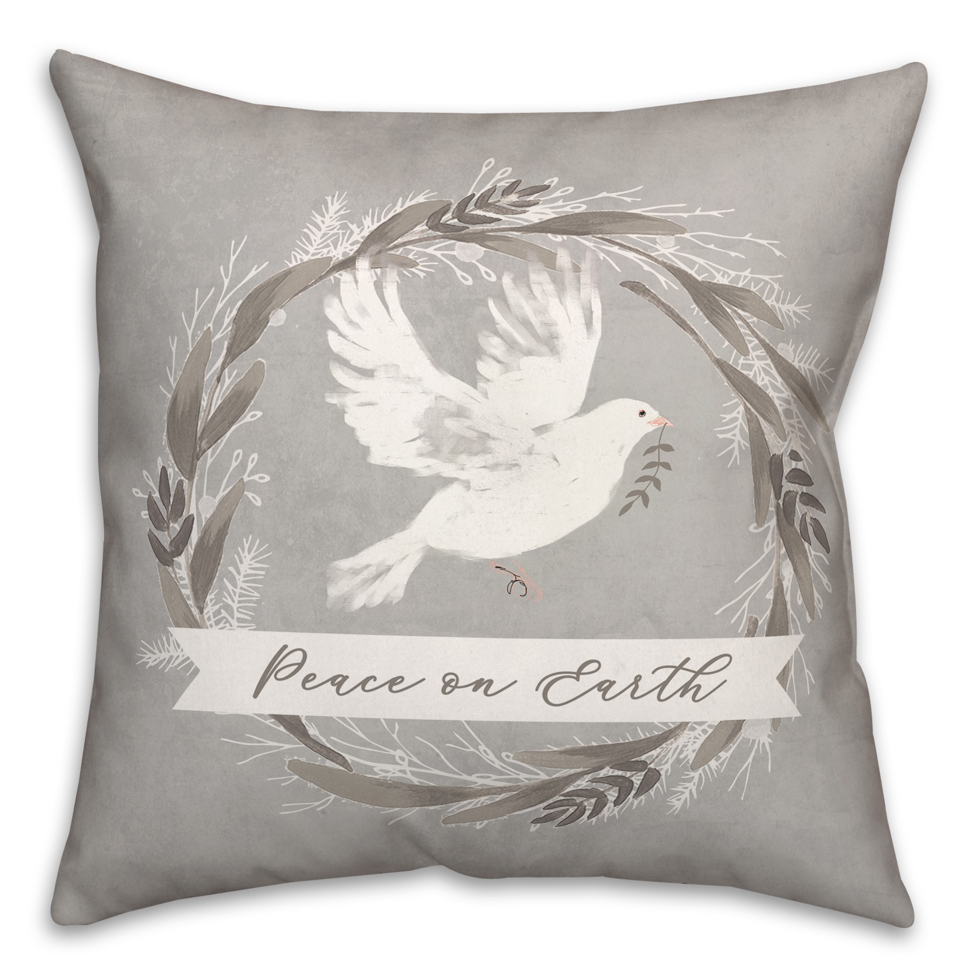 Peace on Earth Dove 18x18 Spun Poly Pillow