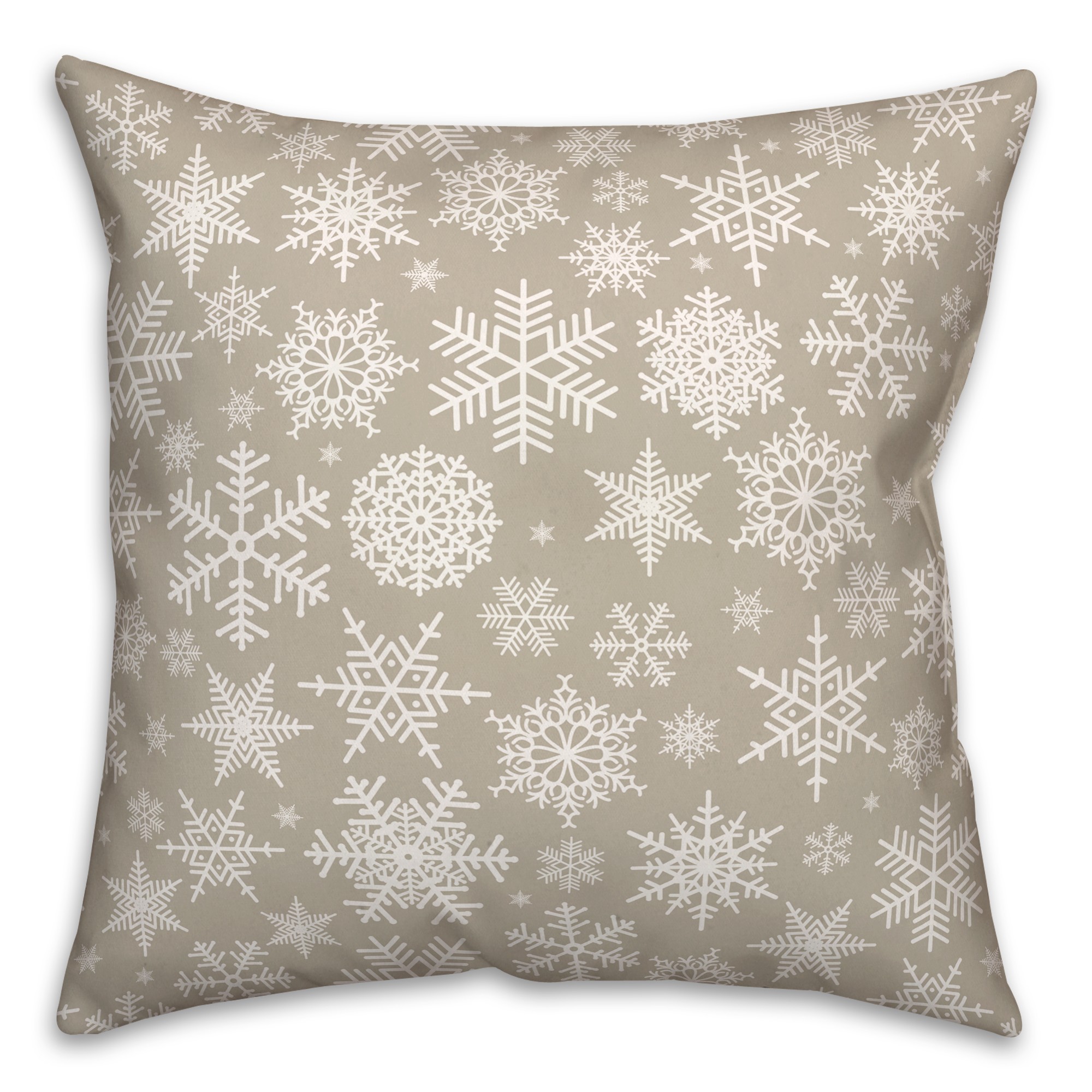Snowflakes on Beige 18x18 Spun Poly Pillow