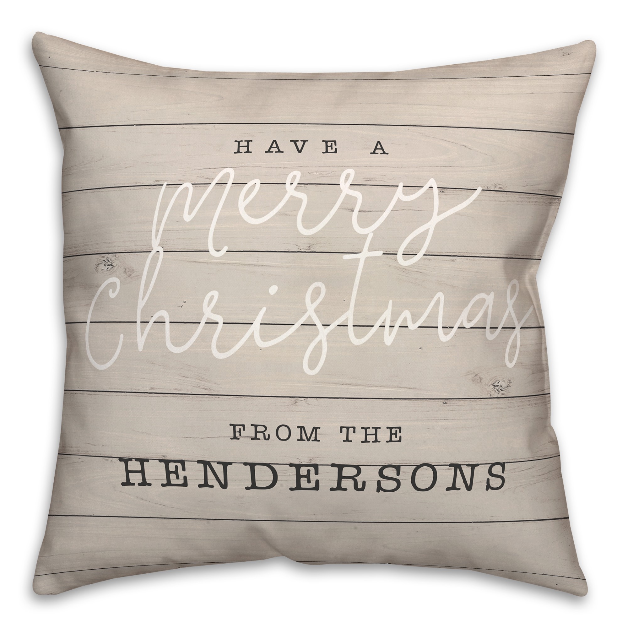 Merry Christmas Shiplap 18x18 Personalized Spun Poly Pillow