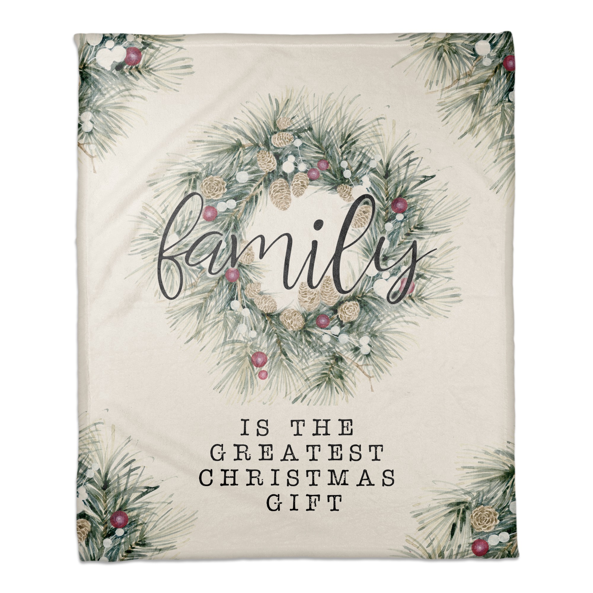 Family Christmas Gift Wreath 50x60 Coral Fleece Blanket