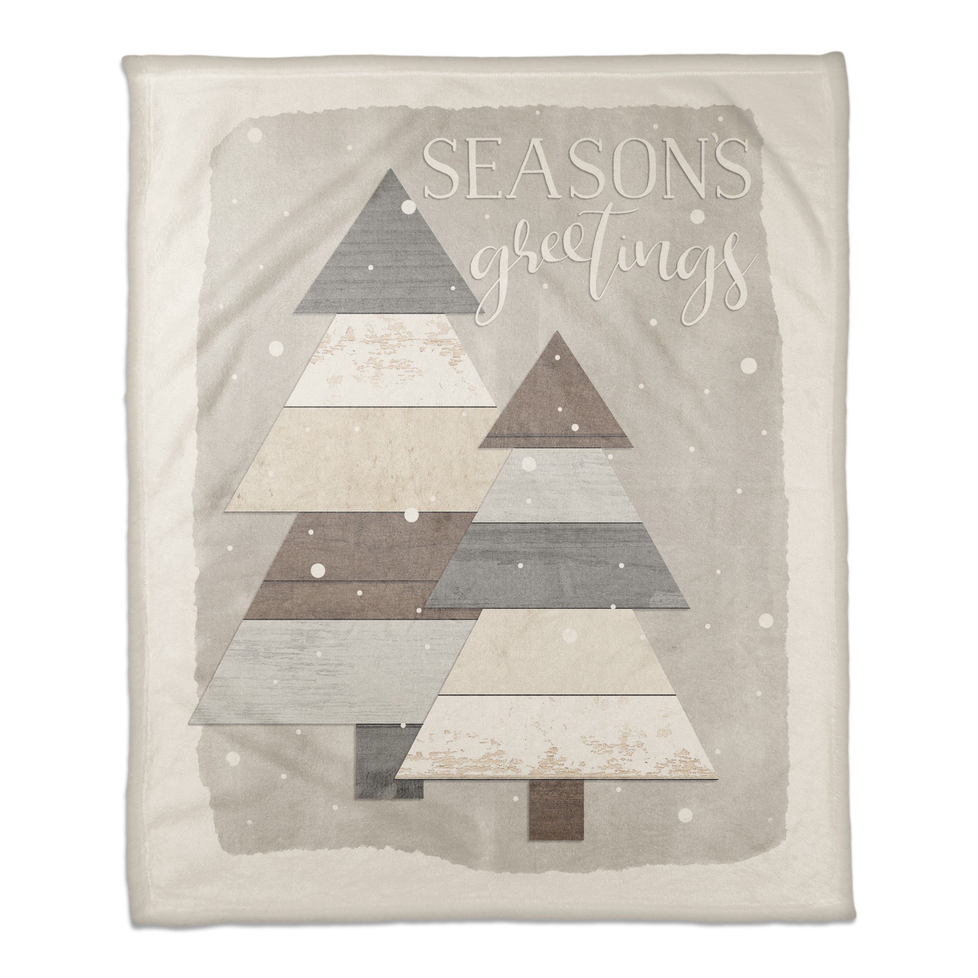 Seasons Greetings Shiplap Christmas Trees 50x60 Coral Fleece Blanket