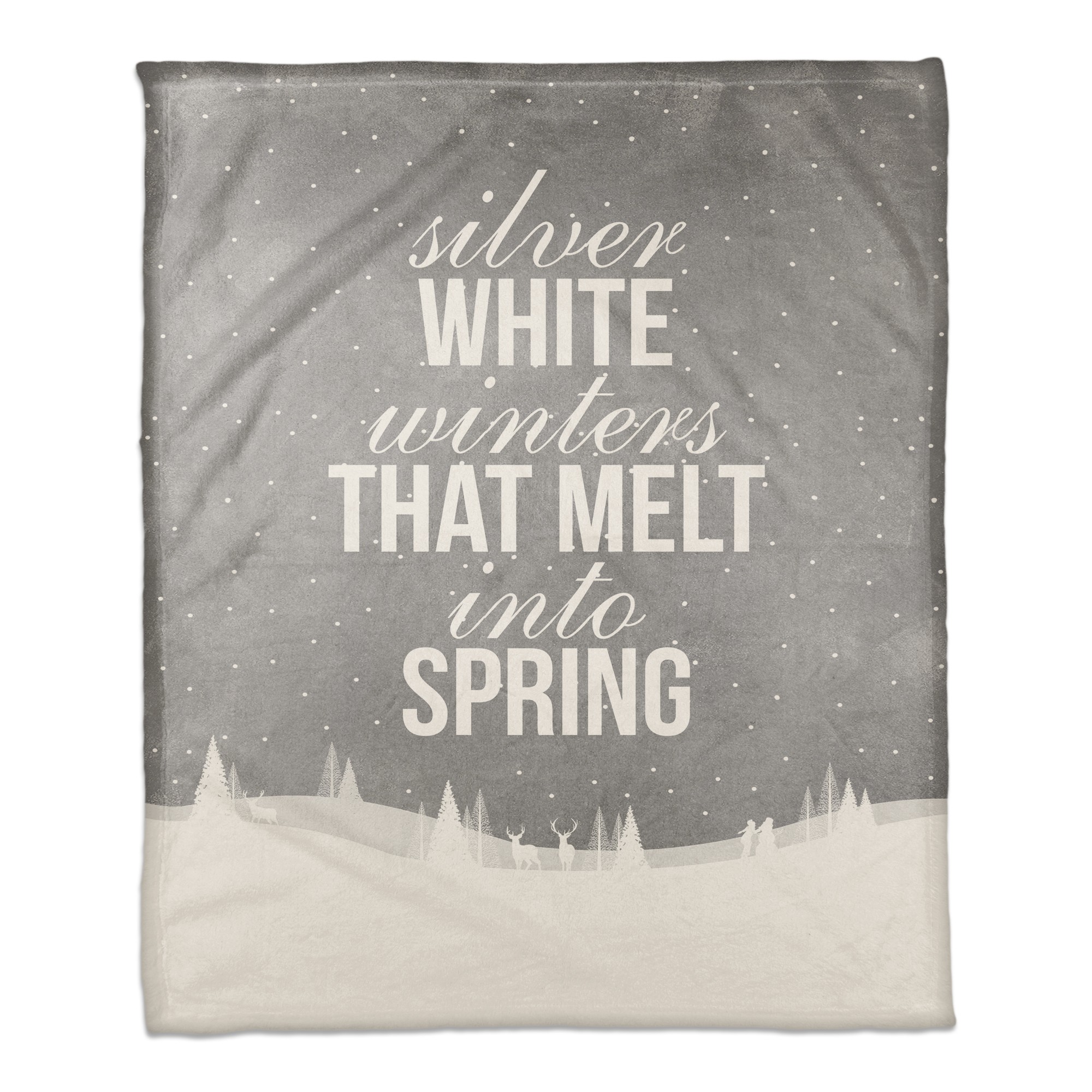 Silver WhiteWinters Melt into Spring Snowscape 50x60 Coral Fleece Blanket