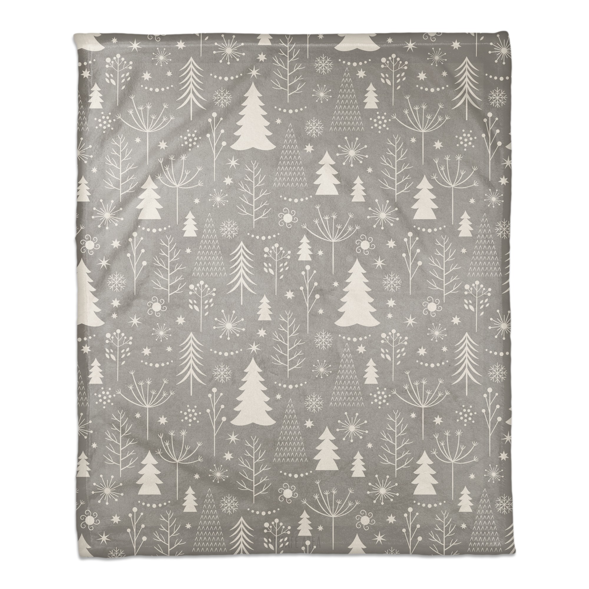 Gray Christmas Tree Pattern 50x60 Coral Fleece Blanket