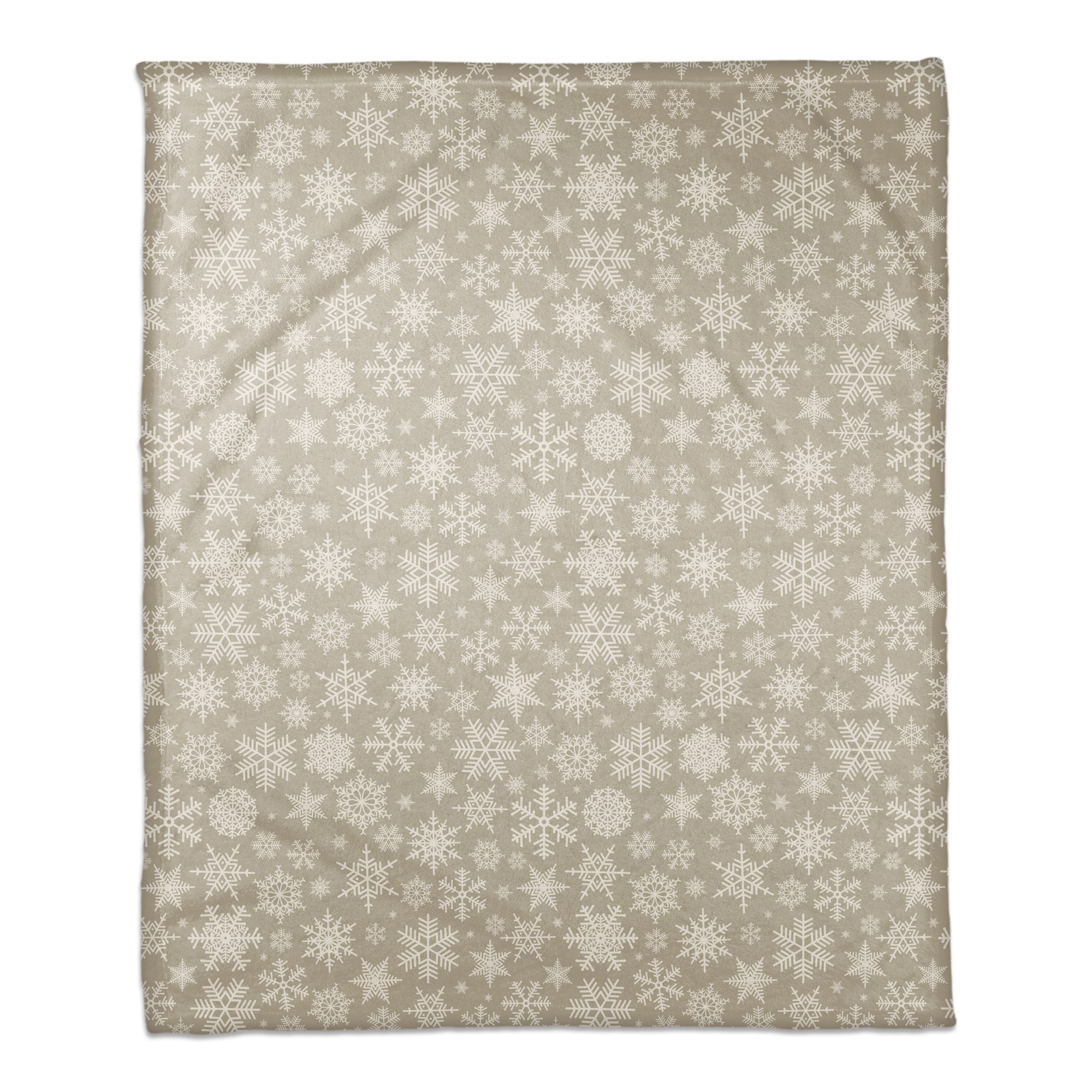 Snowflakes on Beige 50x60 Coral Fleece Blanket