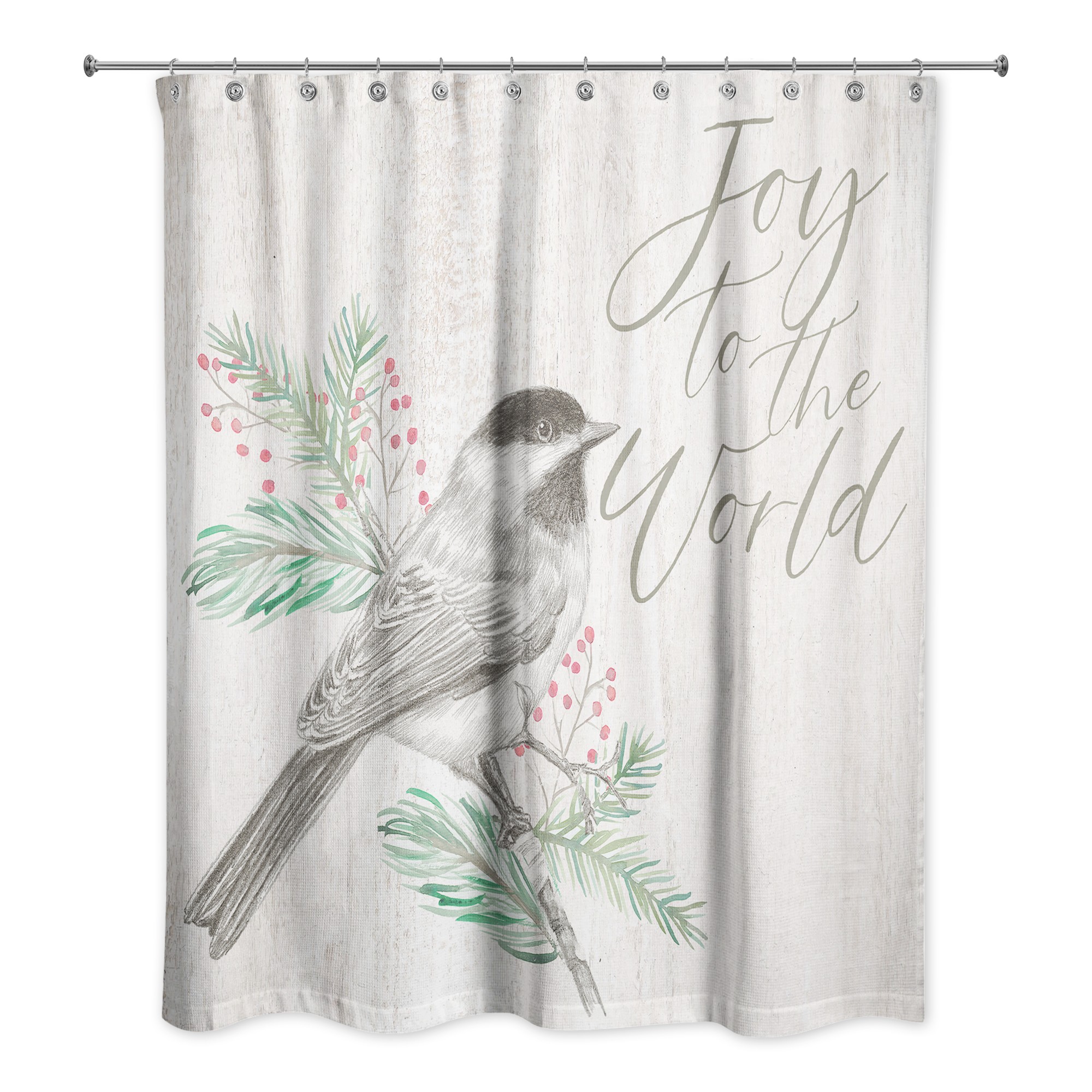 Joy to the World Bird on Branch 71x74 Shower Curtain
