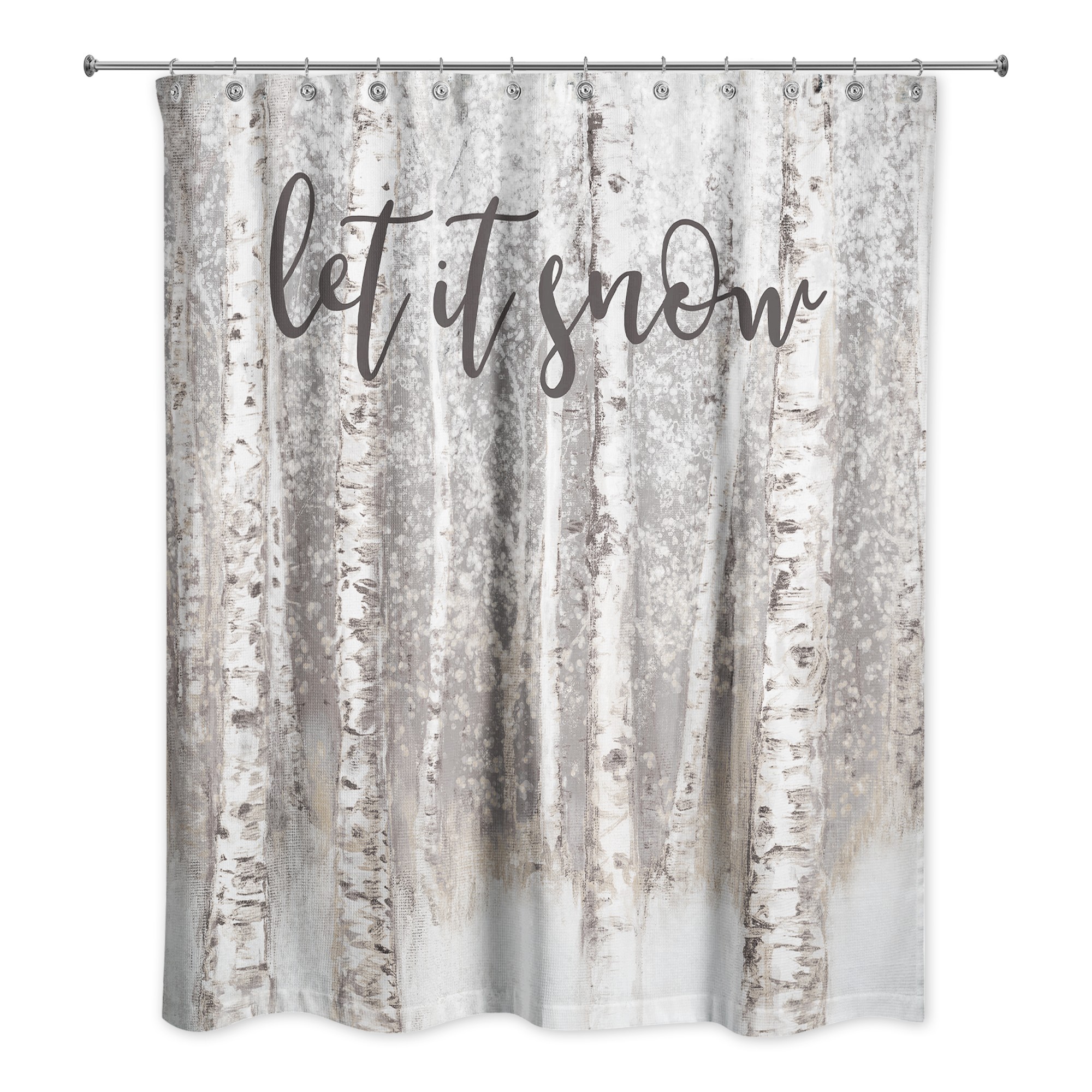 Let it Snow Brown Birches 71x74 Shower Curtain