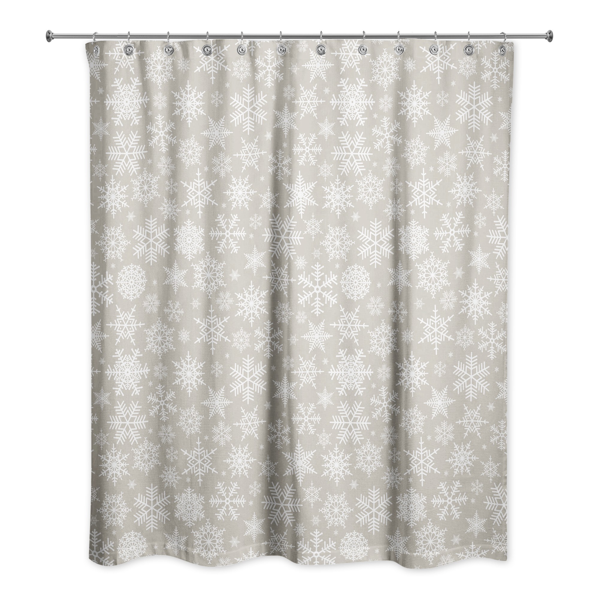 Snowflakes on Beige 71x74 Shower Curtain