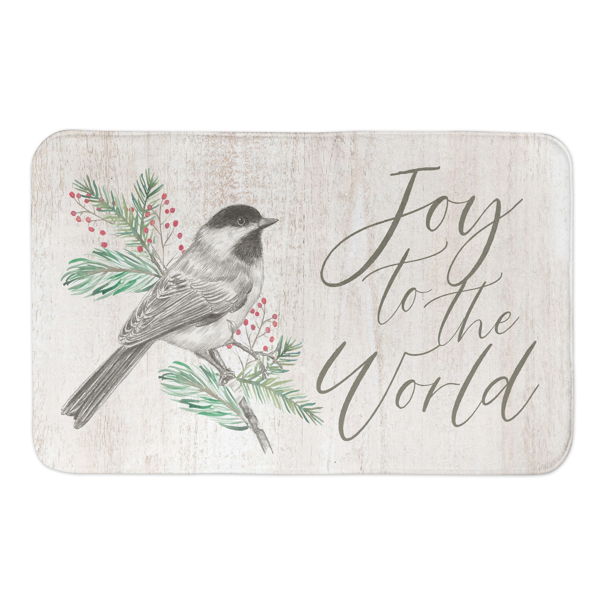 Joy to the World Bird on Branch 34x21 Bath Mat