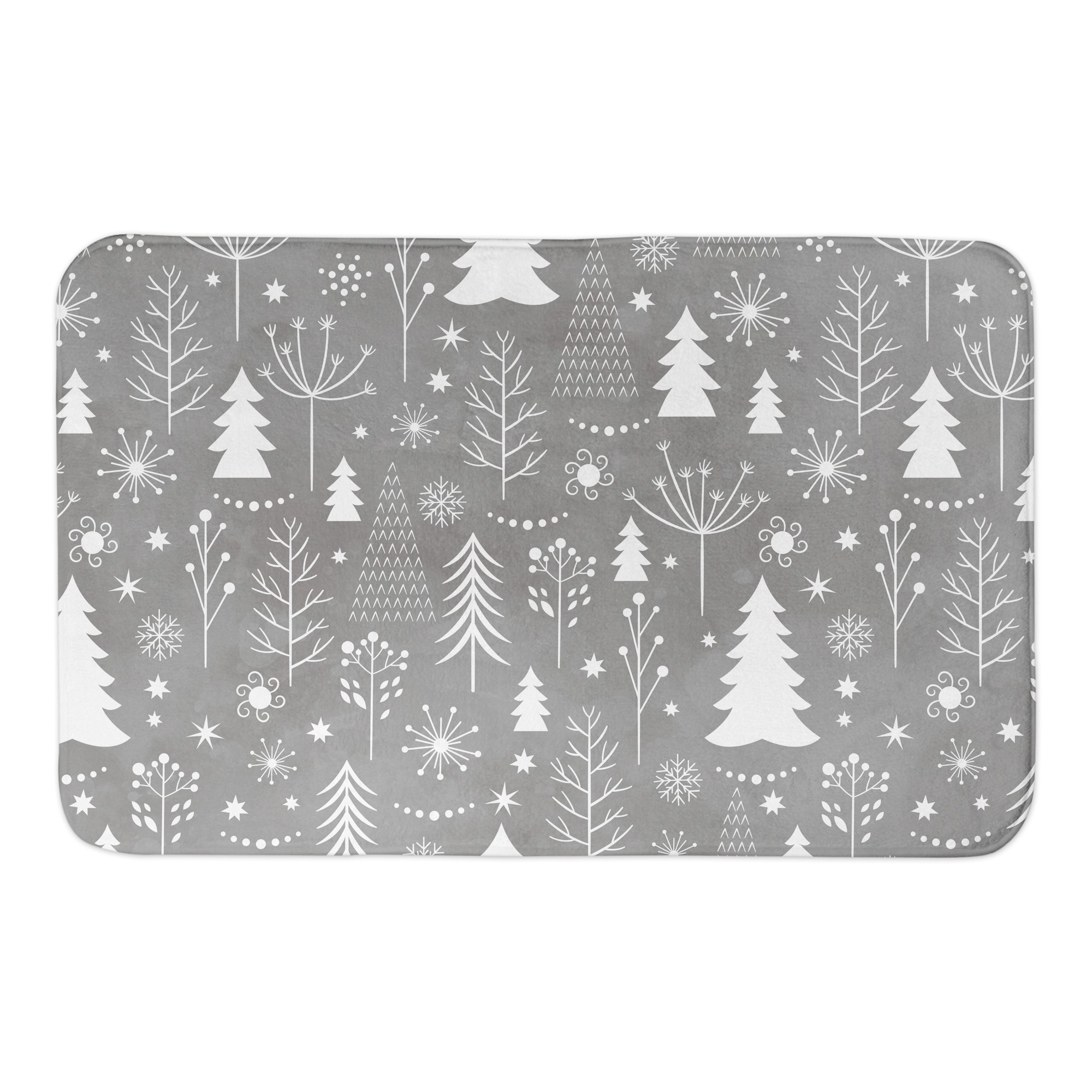 Gray Christmas Tree Pattern 34x21 Bath Mat