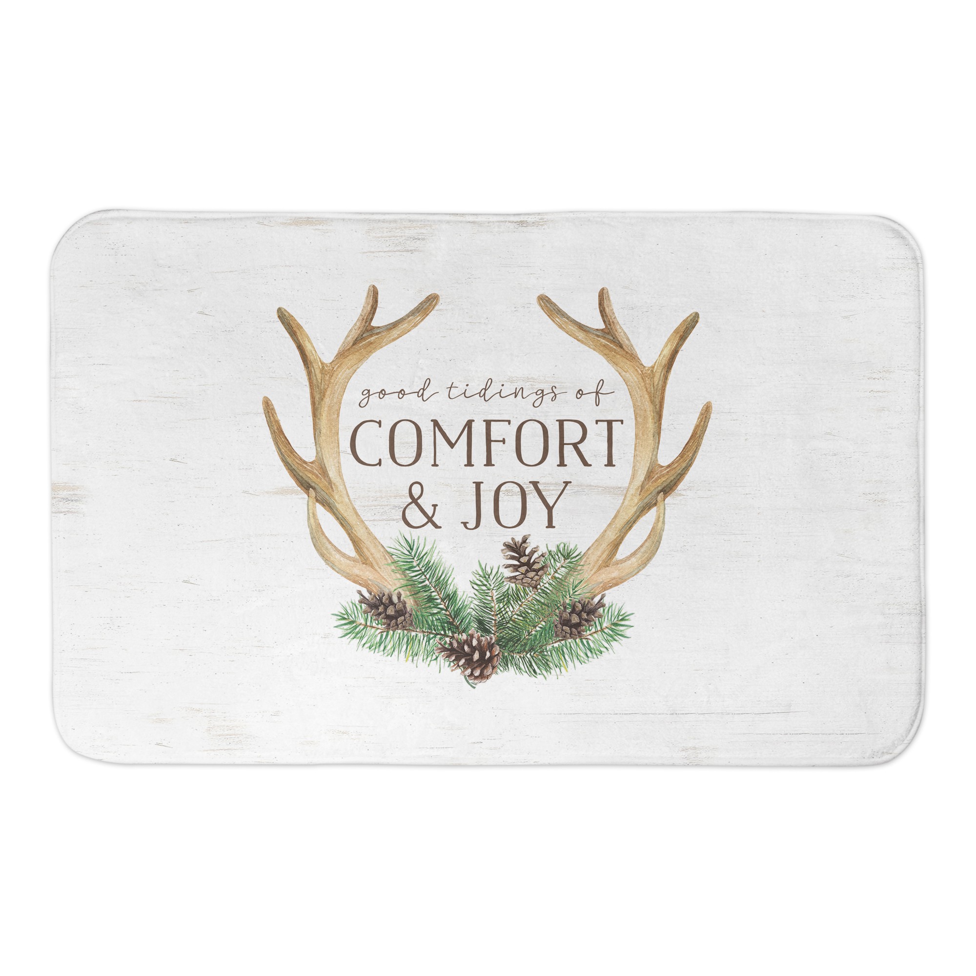 Good Tidings of Comfort and Joy Antlers 34x21 Bath Mat