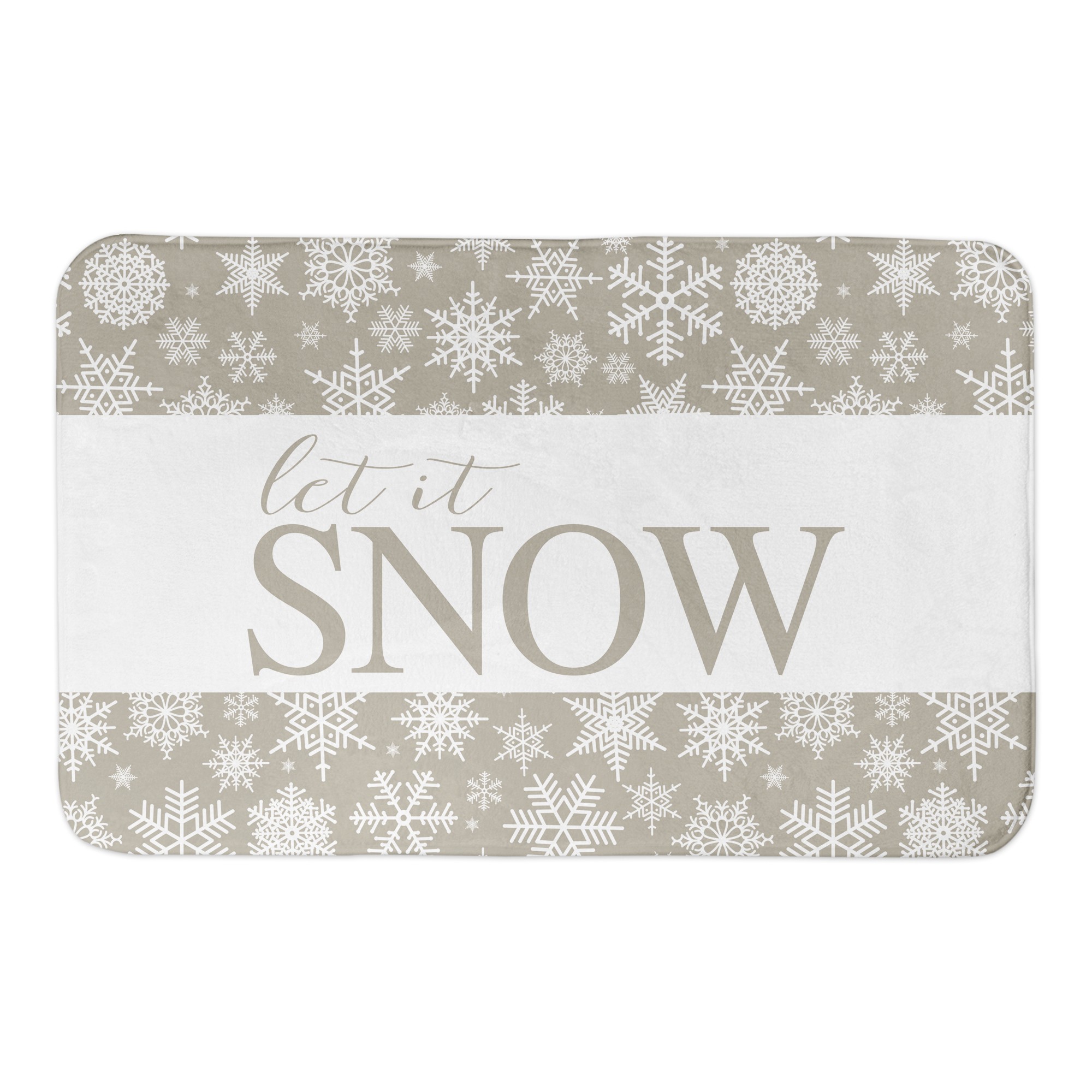 Snowflakes on Beige Let it Snow 34x21 Bath Mat