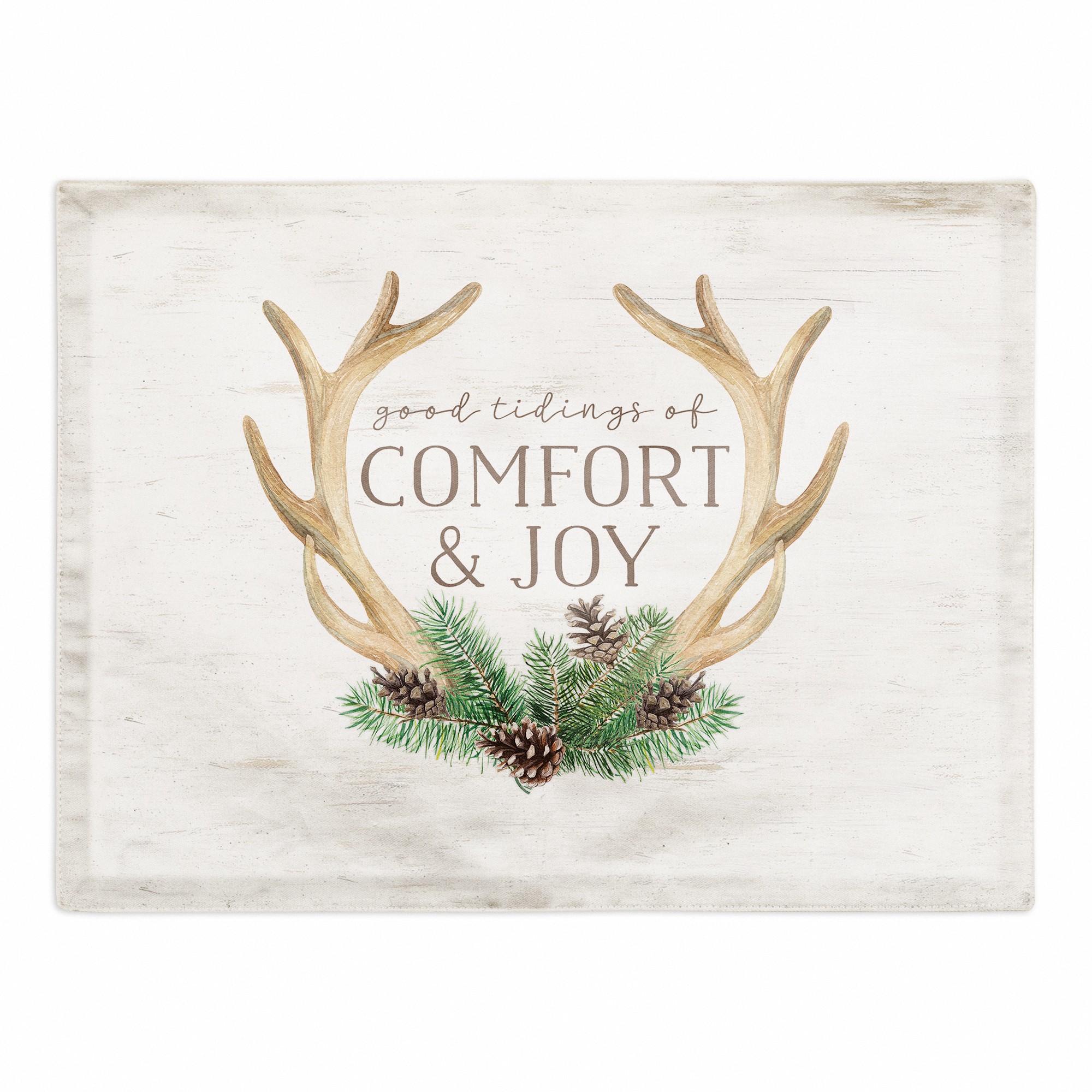 Good Tidings of Comfort and Joy Antlers 18x14 Poly Twill Placemat