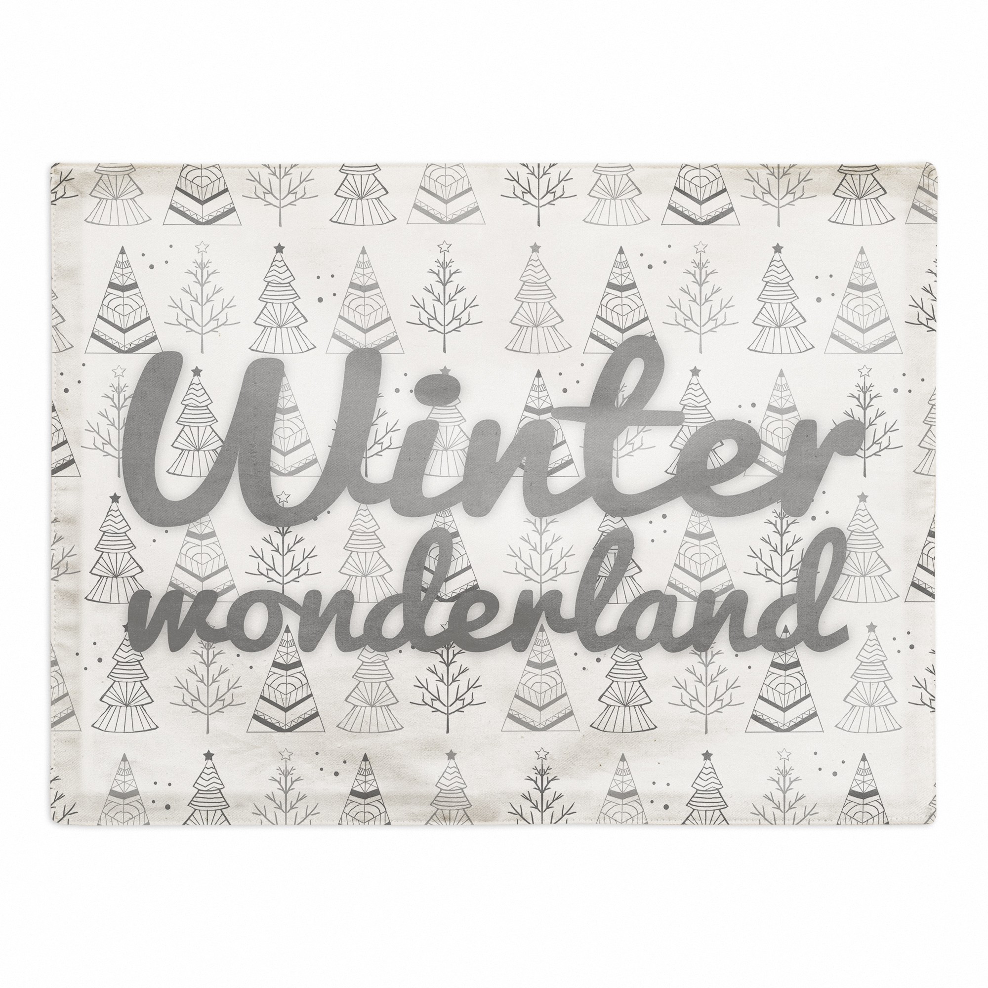 Doodle Print Gray Winter Wonderland 18x14 Poly Twill Placemat
