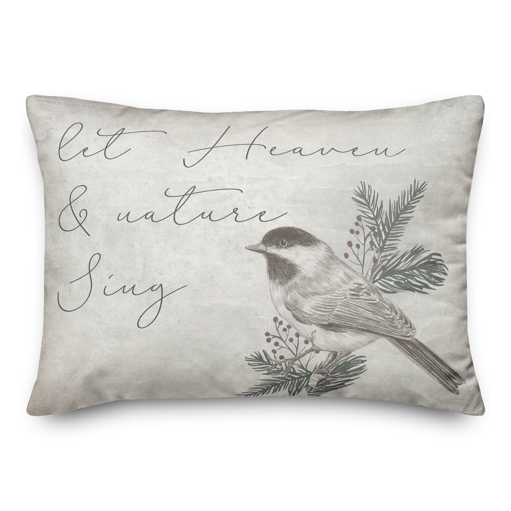 Heaven and Nature Sing Gray Bird 14x20 Spun Poly Pillow