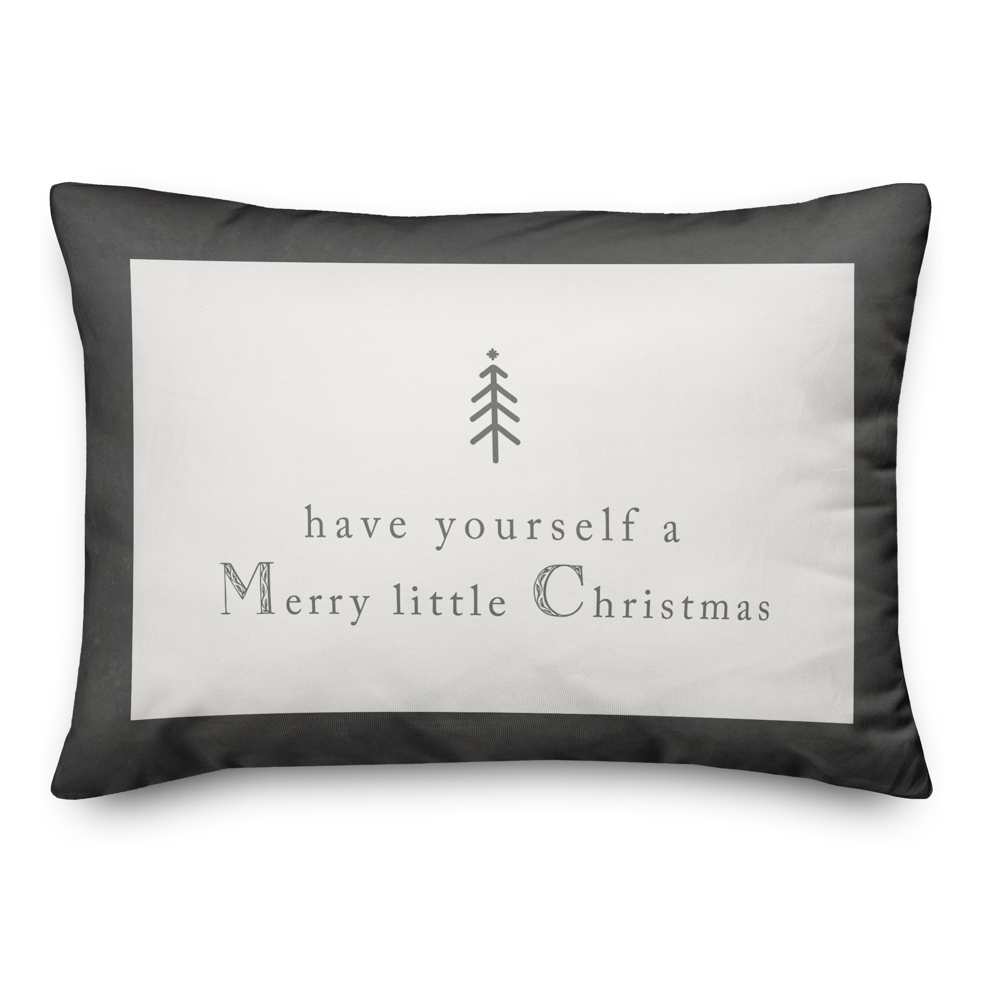 Merry Little Christmas Gray Slate 14x20 Spun Poly Pillow