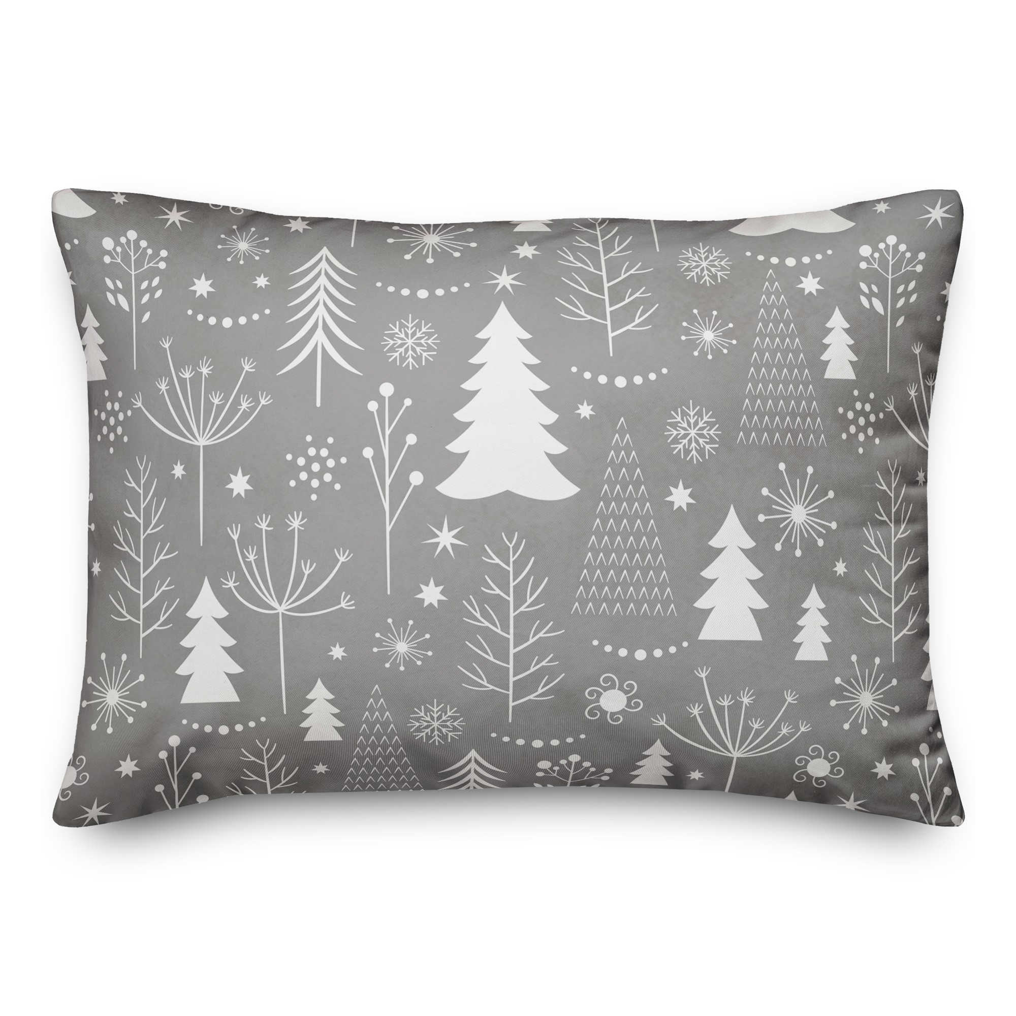 Gray Christmas Tree Pattern 14x20 Spun Poly Pillow