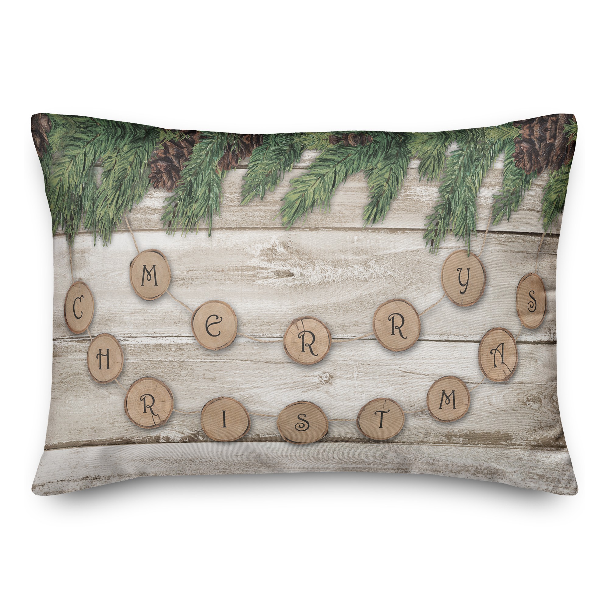 Christmas Wood Banner 14x20 Spun Poly Pillow