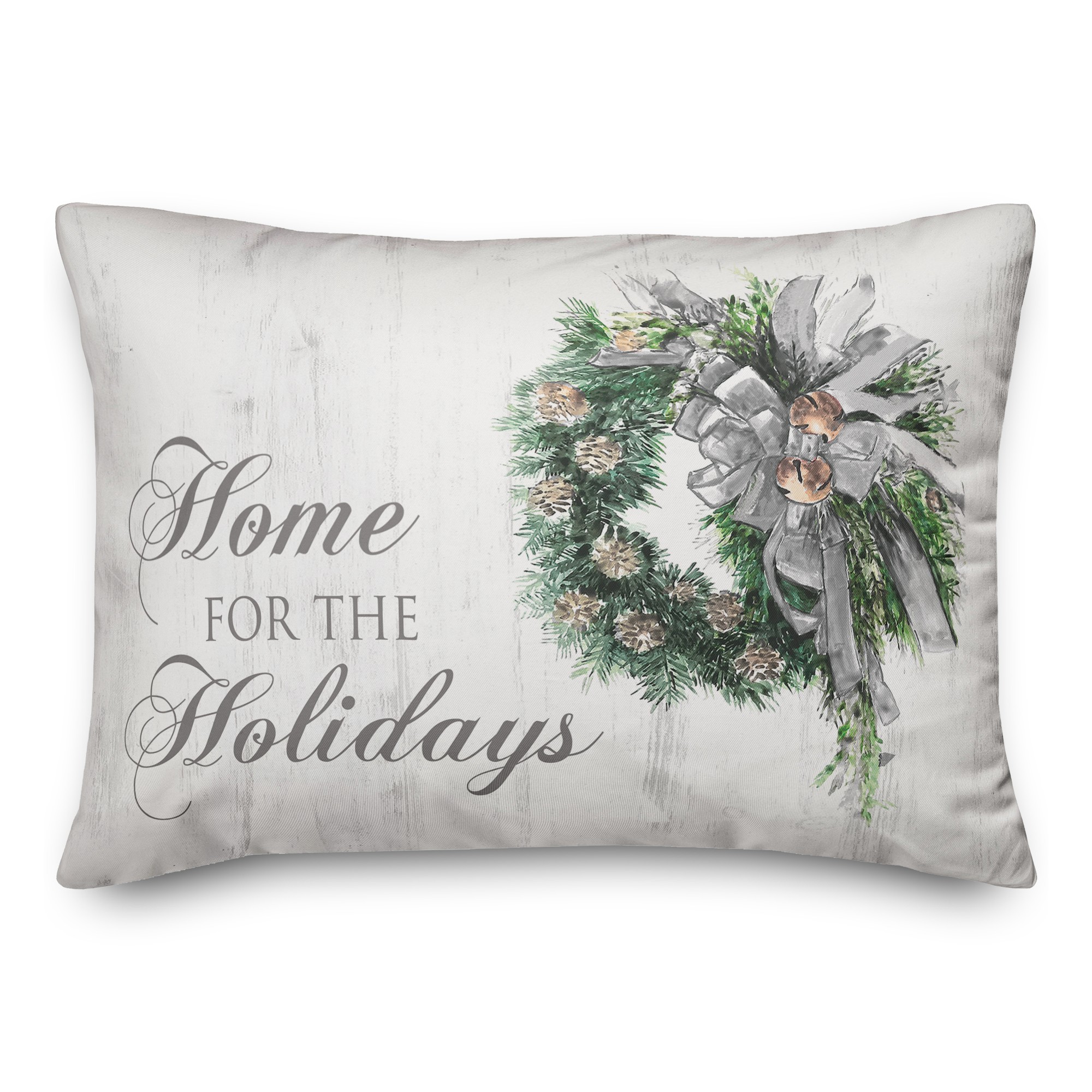 Watercolor Wreath Home for the Holidays 14x20 Spun Poly Pillow