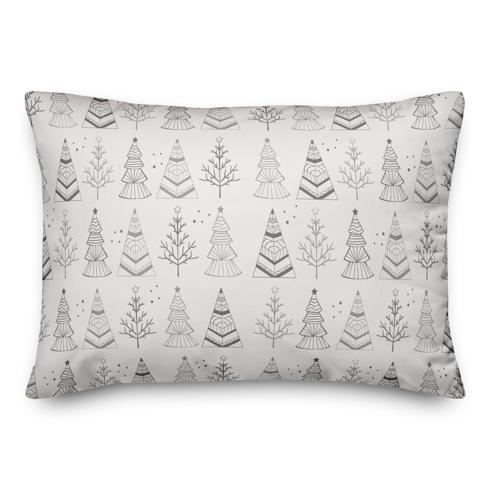 Gray Tree Doodle Print 14x20 Spun Poly Pillow