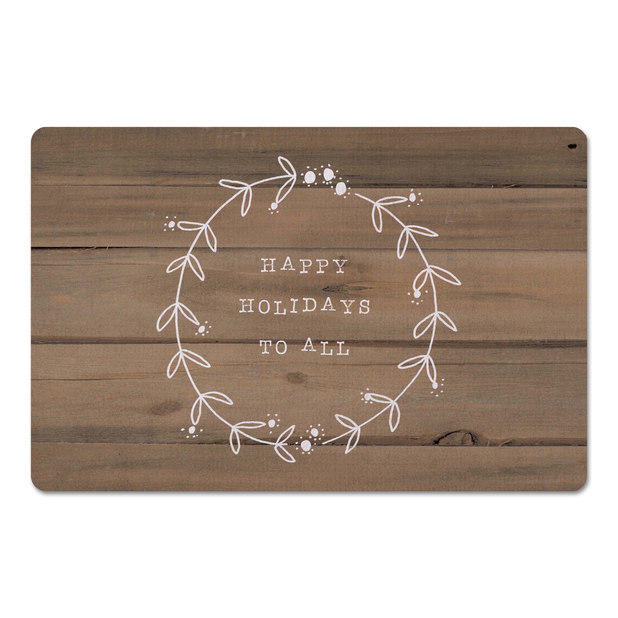 Happy Holidays Rustic Wood 27x18 Floor Mat